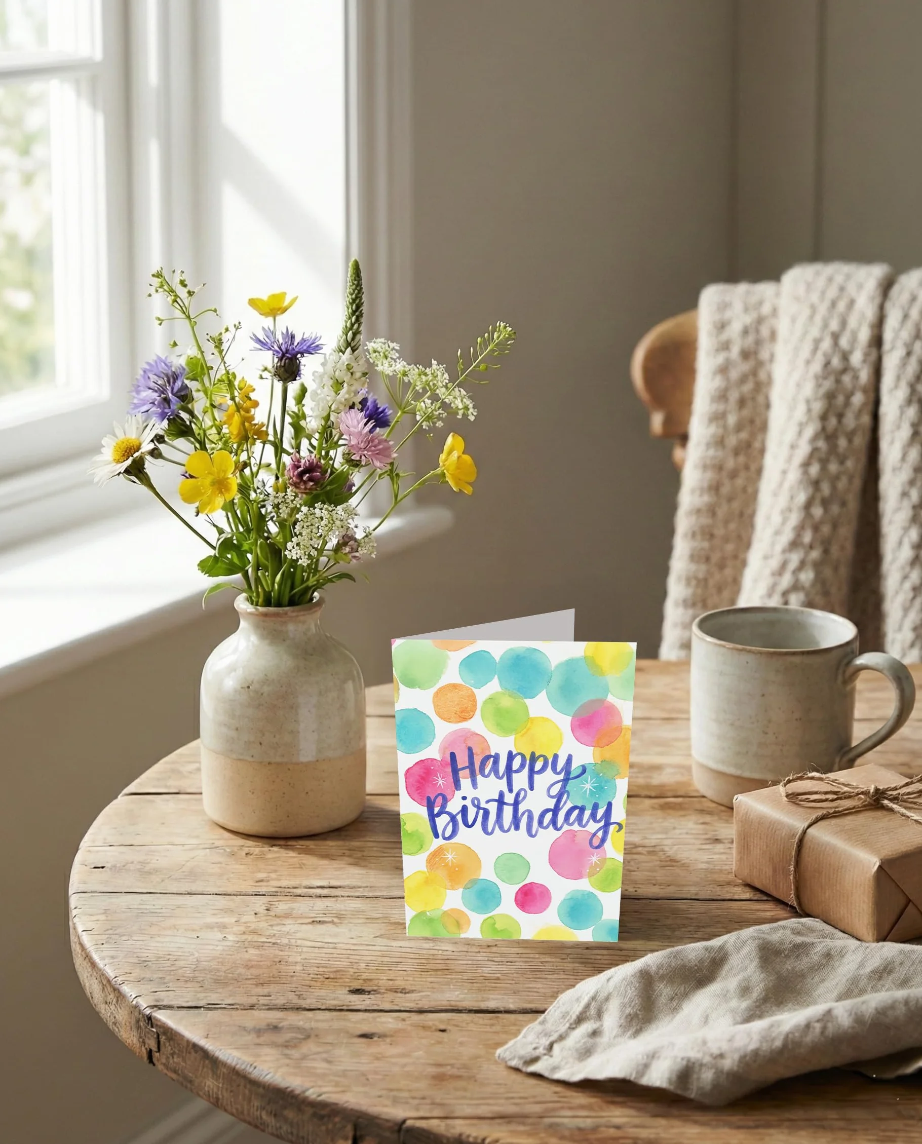 Set di 3 biglietti di compleanno premium - Design semplici e colorati con buste bianche dorate