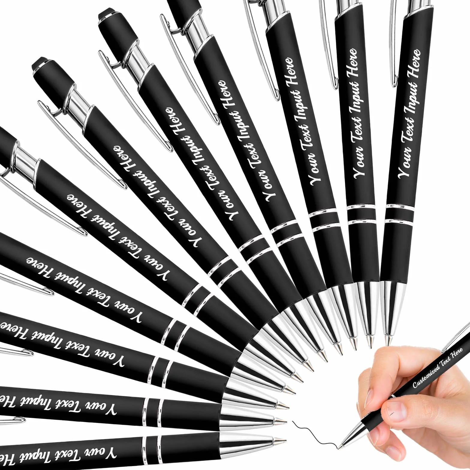 Penne personalizzate con nome Penne a sfera personalizzate Bulk Penna con incisione personalizzata Stilo per laurea aziendale Inchiostro nero Pubblicità Regali per ufficio Nero 96 PZ