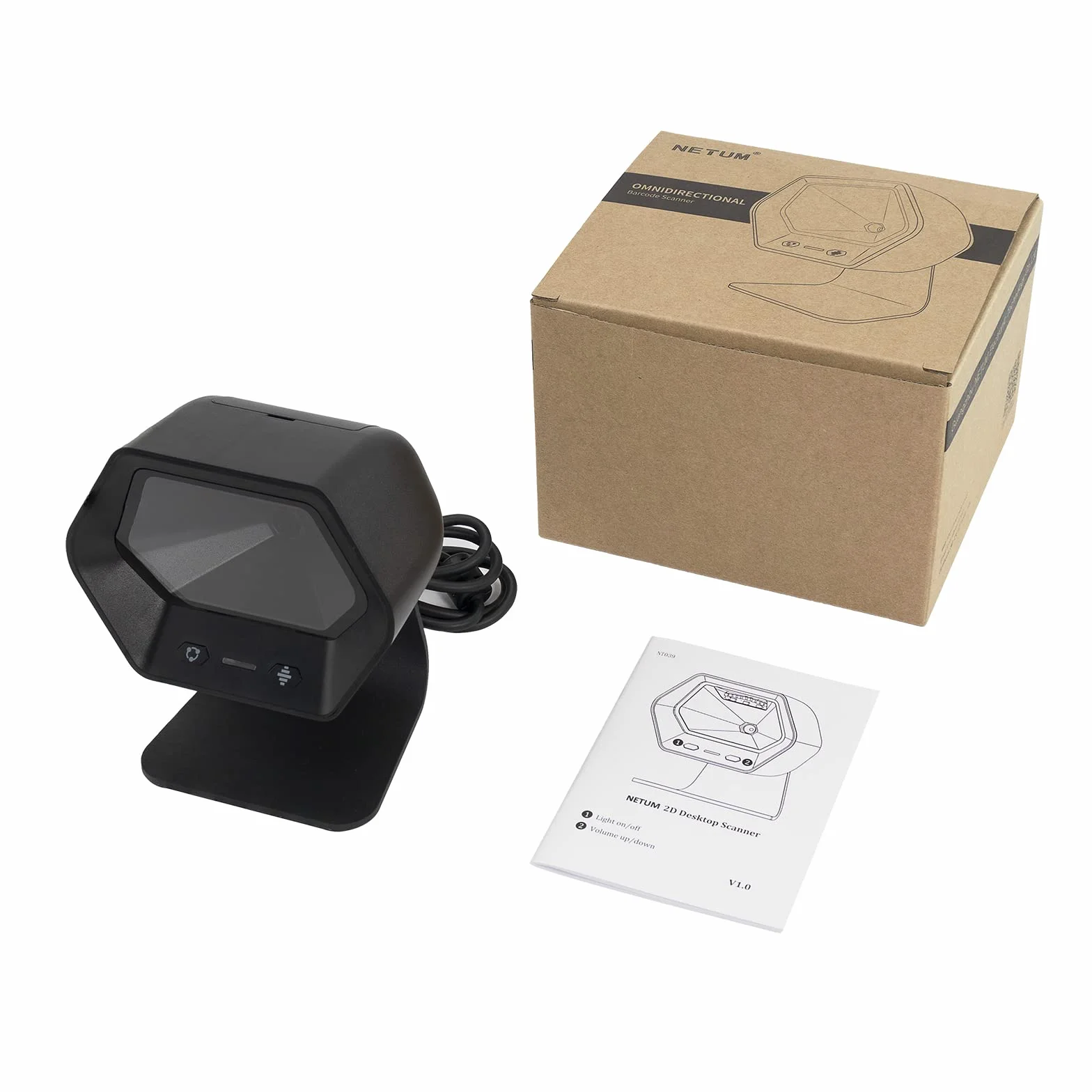 NETUM 1D 2D QR Scanner vivavoce USB Barcode Scanner Omnidirezionale Wired Lettore di codici a barre per Mobile Pagamento Computer Screen Scan Support PDF417, Securpharm Code(matrice dati) NT-2050