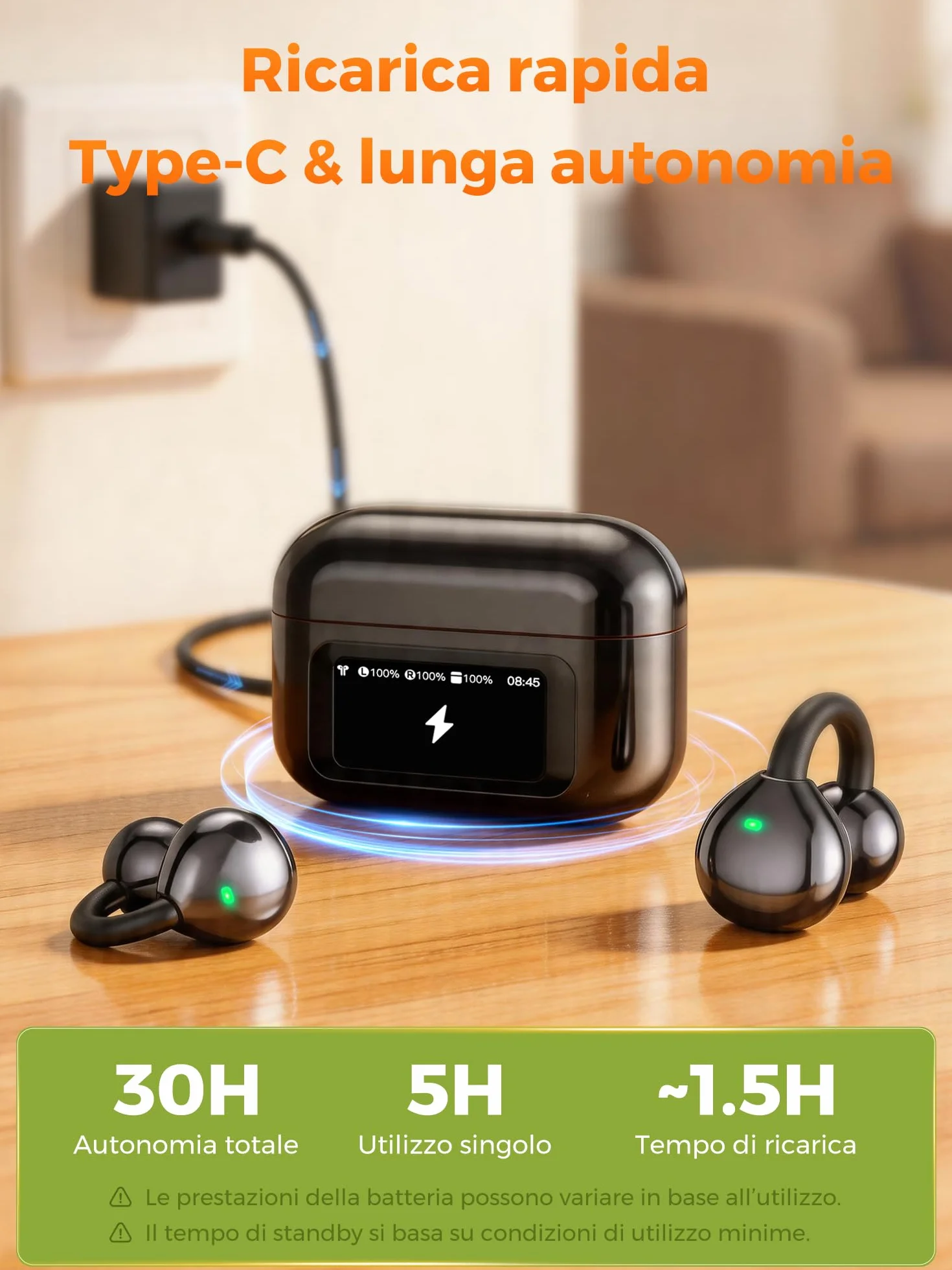 AI Cuffie Traduzione Simultanea Istantanea:3-In-1 Schermo LCD Touch Auricolari Traduttore Simultaneo-30H Autonomia Traduttore Simultaneo Vocale 159 Lingue 7 Modi Di Traduzione Per Viaggi Affari Studio