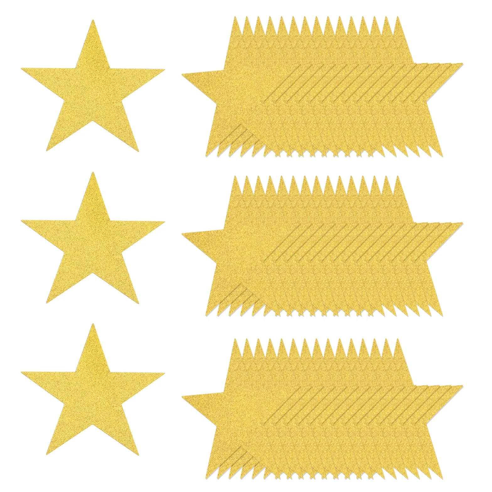QUARKZMAN 50 Pezzi Stelle Brillanti Ritagliate, Forma Stella 15 Cm Carta Brillante Doppia Faccia, Oro
