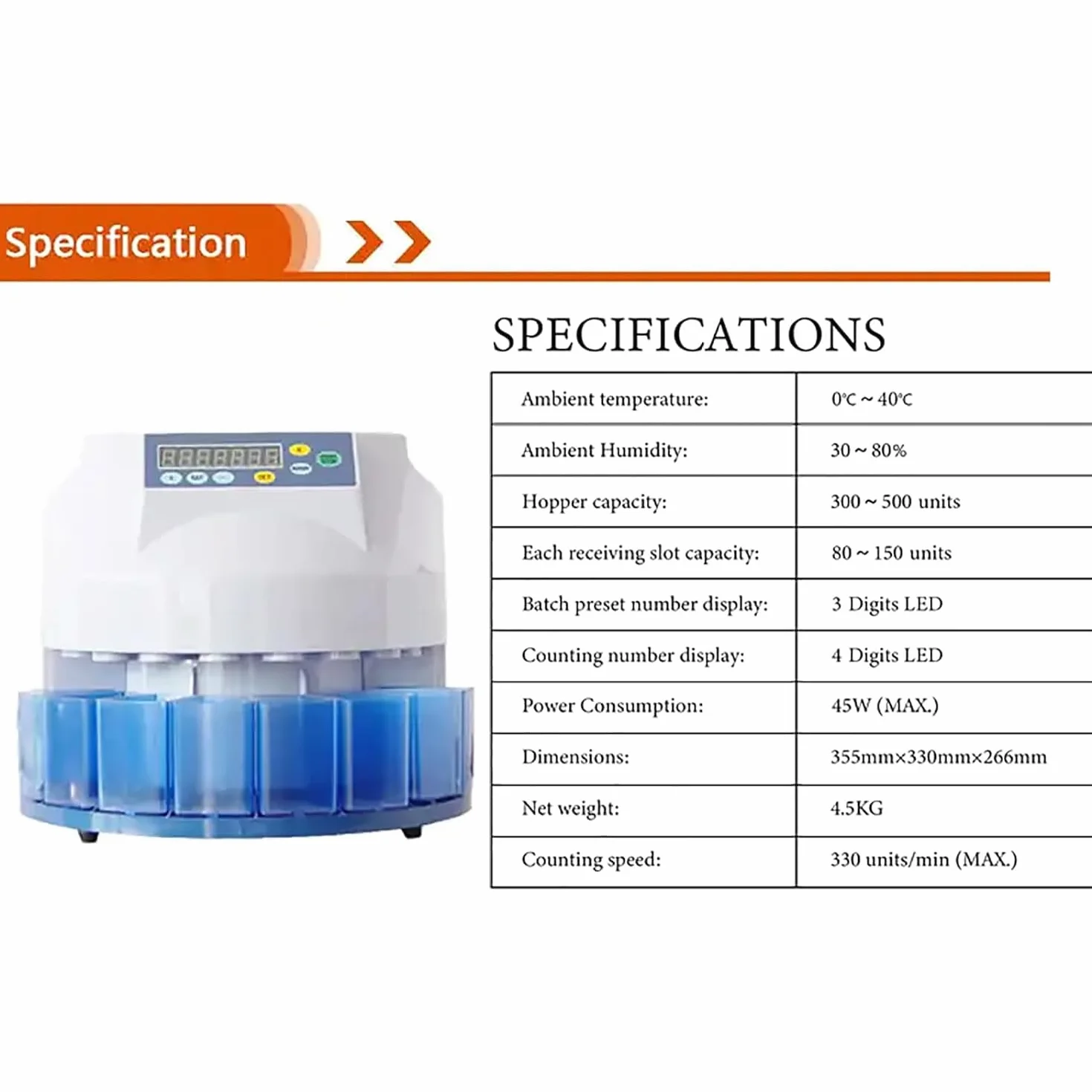 Macchina selezionatrice di monete, contatore di monete elettrico con display, 200 monete/min, autocontrollo dei guasti, design durevole, smistamento preimpostato per aziende e supermercati
