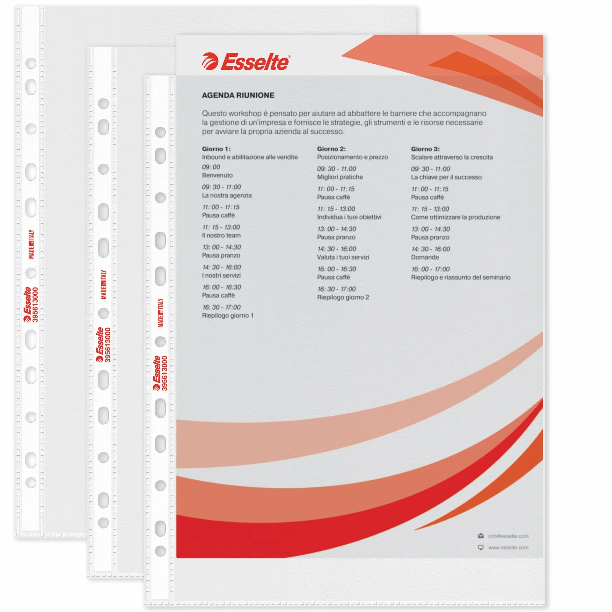 Esselte Bustine trasparenti A4 impermeabili PPL antiriflesso per raccoglitori ad anelli 100 sztuk