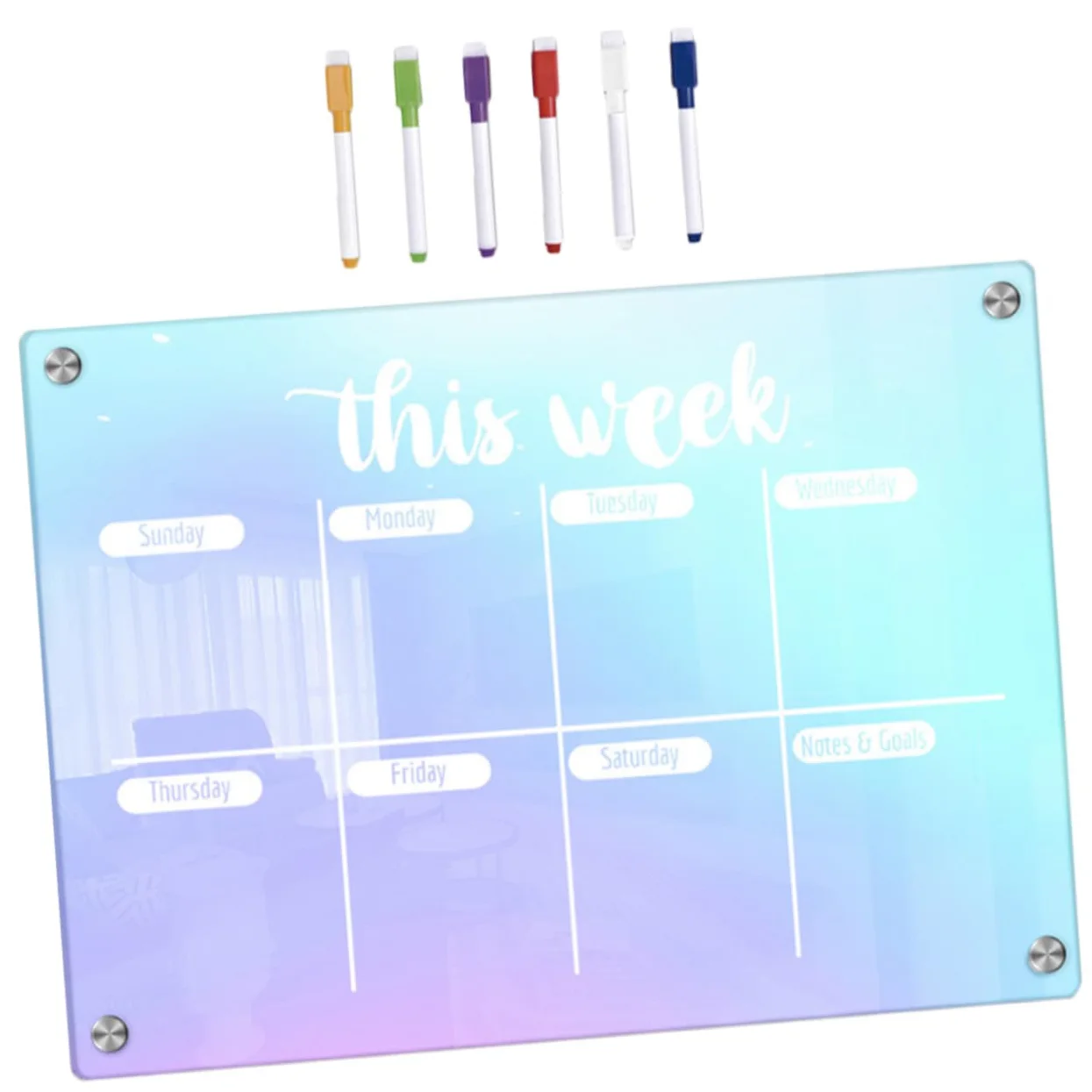 Planning Board Magnetico Settimanale in Acrilico, Set 7 Pezzi | Promemoria Giornalieri, Aderisce al Frigorifero, Superficie Cancellabile a Secco, Non Lascia Residui