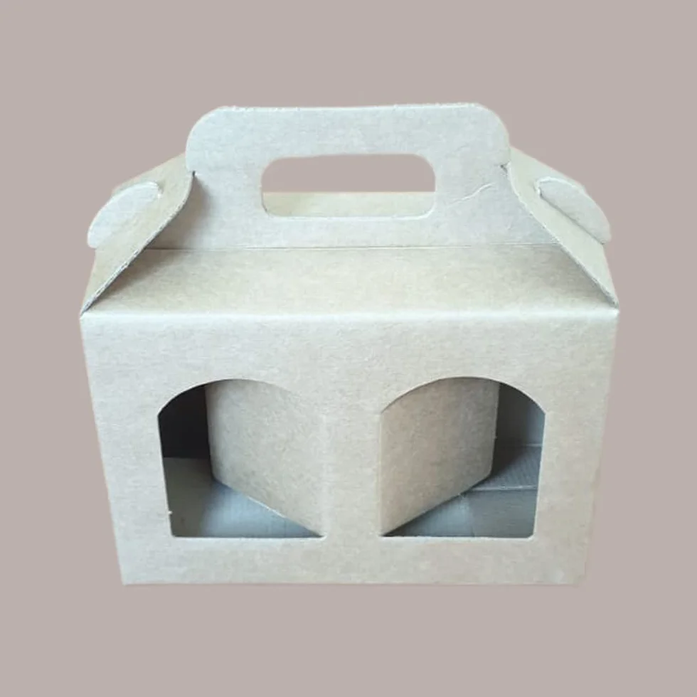 Lucgel Scatola Astuccio Porta 2 Vasetti Salse Creme in Cartoncino Avana 170x80H120mm 10 pezzi