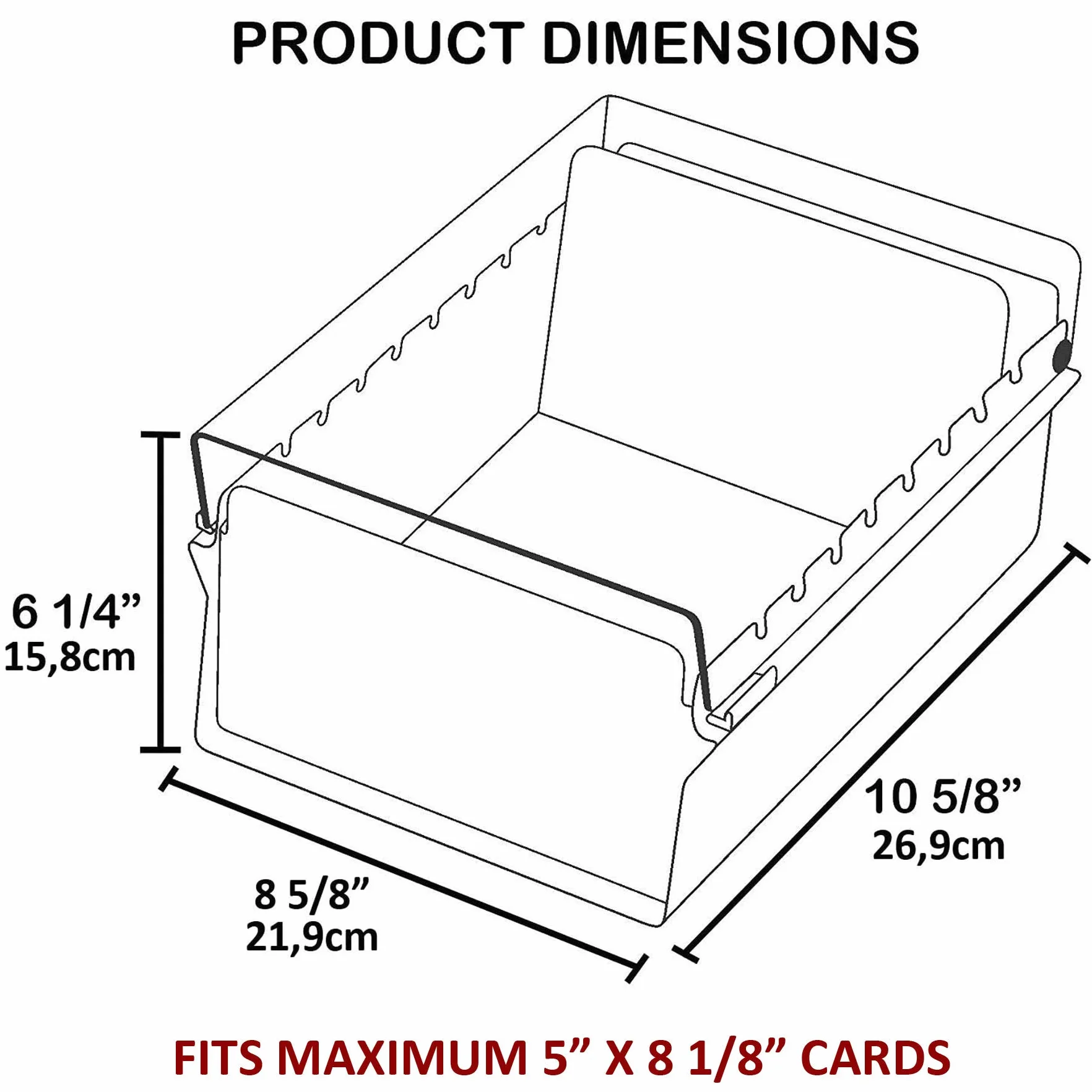 Acrimet Portacarte Organizzatore 5'' x 8’', Base in Metallo Resistente (Indice AZ e un Divisore di Plastica Include) (Base Nero con Coperchio Trasparente in Plastica)