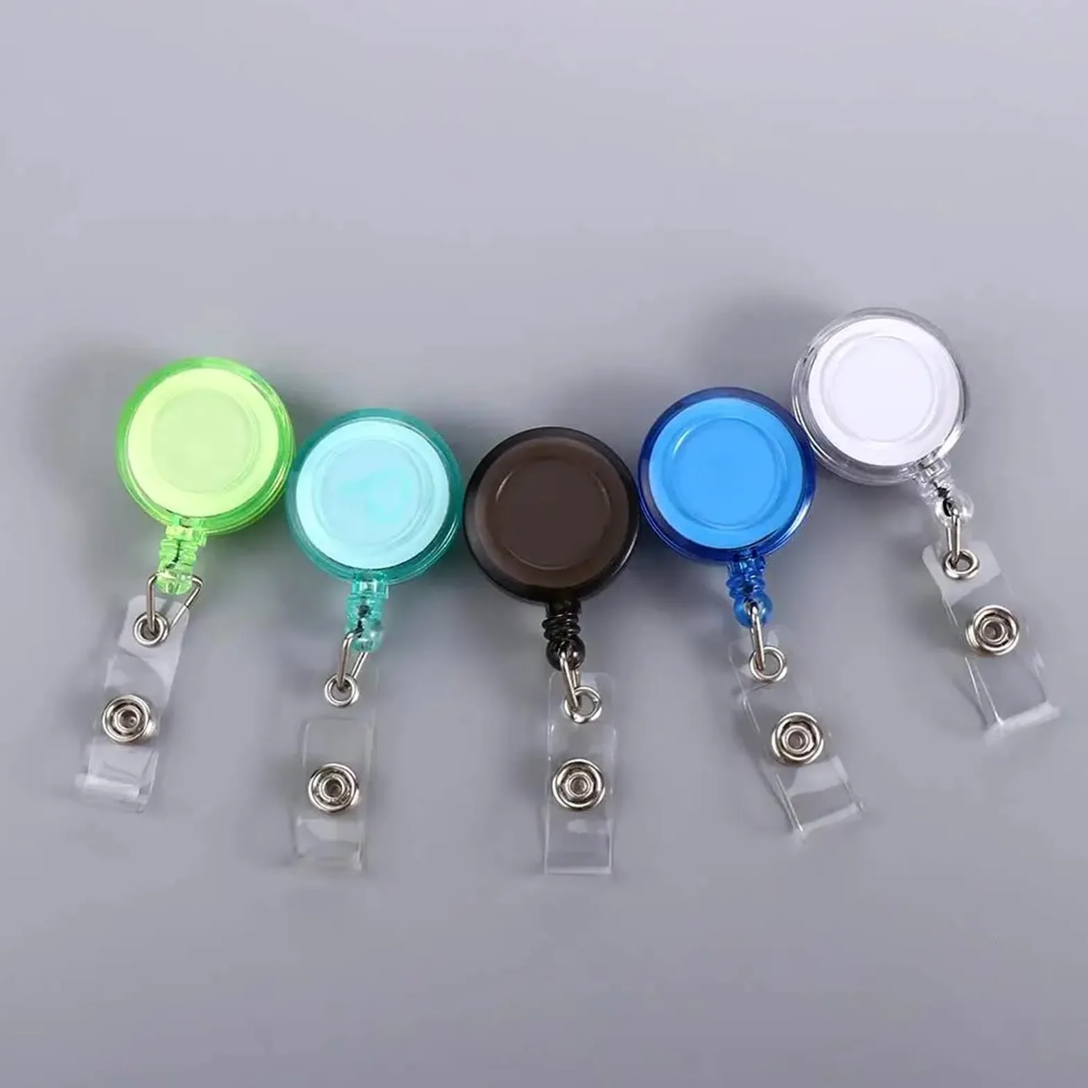 10 porta badge retrattili in plastica trasparente, con clip elastica, per studenti, carte di credito (blu)