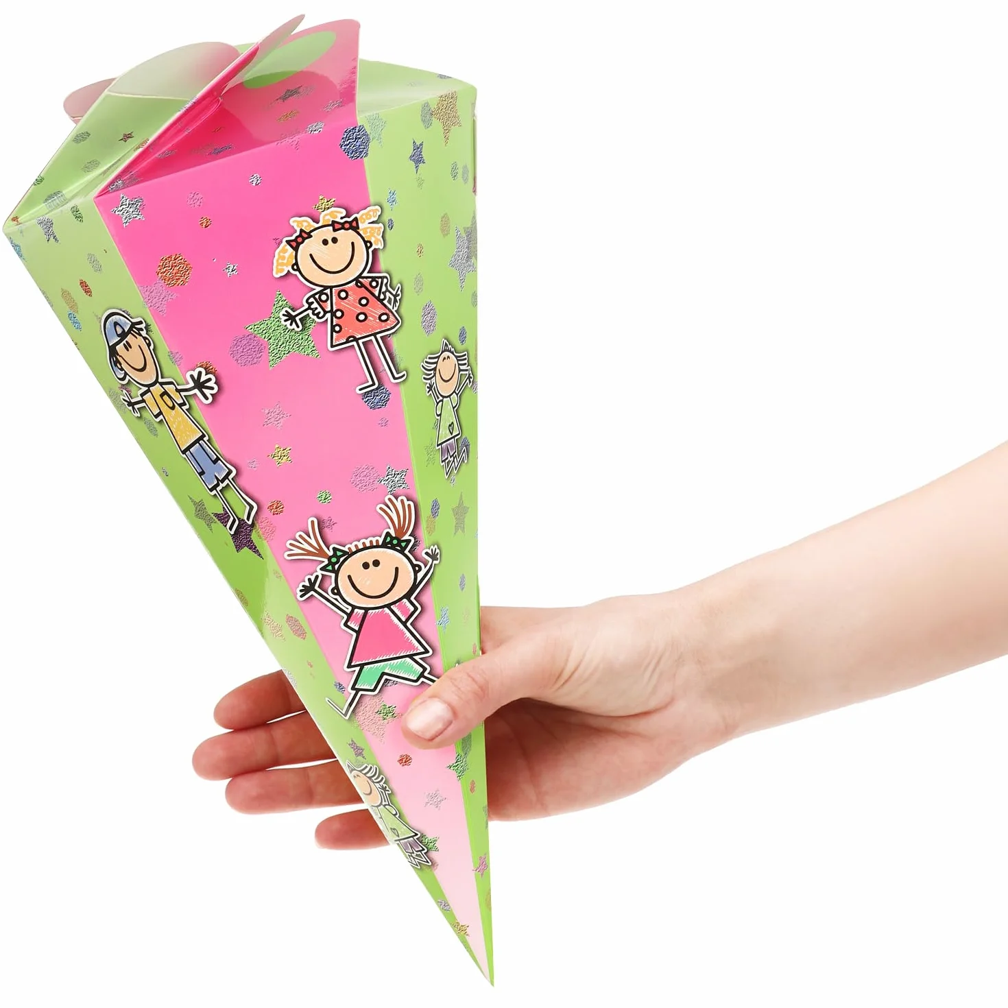 com-four 2 Coni Scolastici 30cm Pieghevole Cartone per Scuola Confezione Regalo