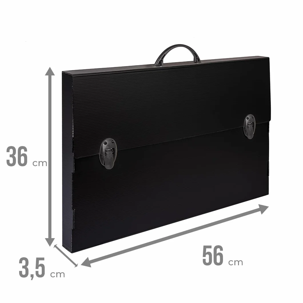 Pryma Valigetta Tecnica con Manico Nera 56x36x3,5 cm Porta Disegni Documenti