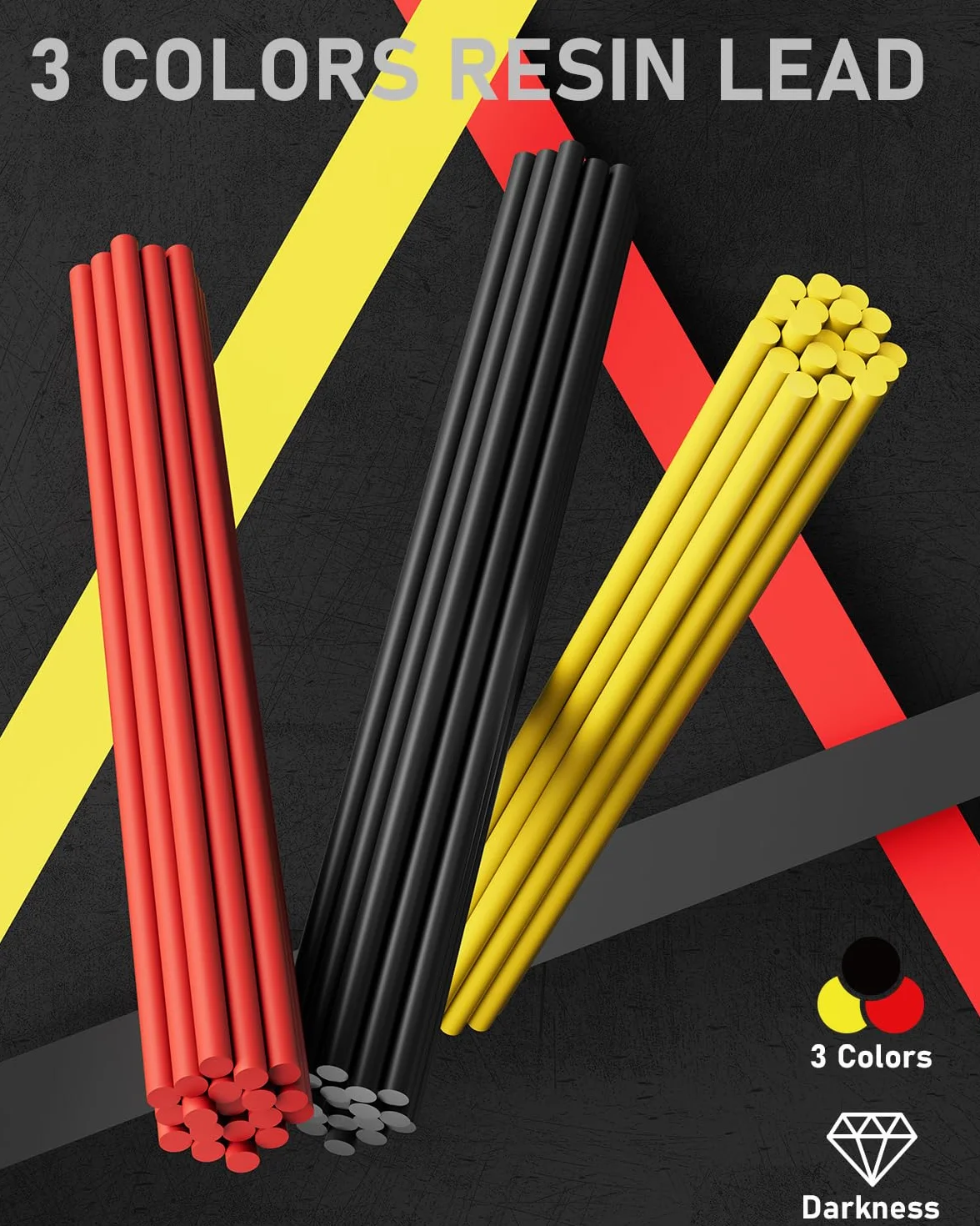 Four Candies 3 matite meccaniche 1,3 mm con custodia, matite da falegname in metallo, 48 ricariche, 3 gomme, 12 ricariche per gomma
