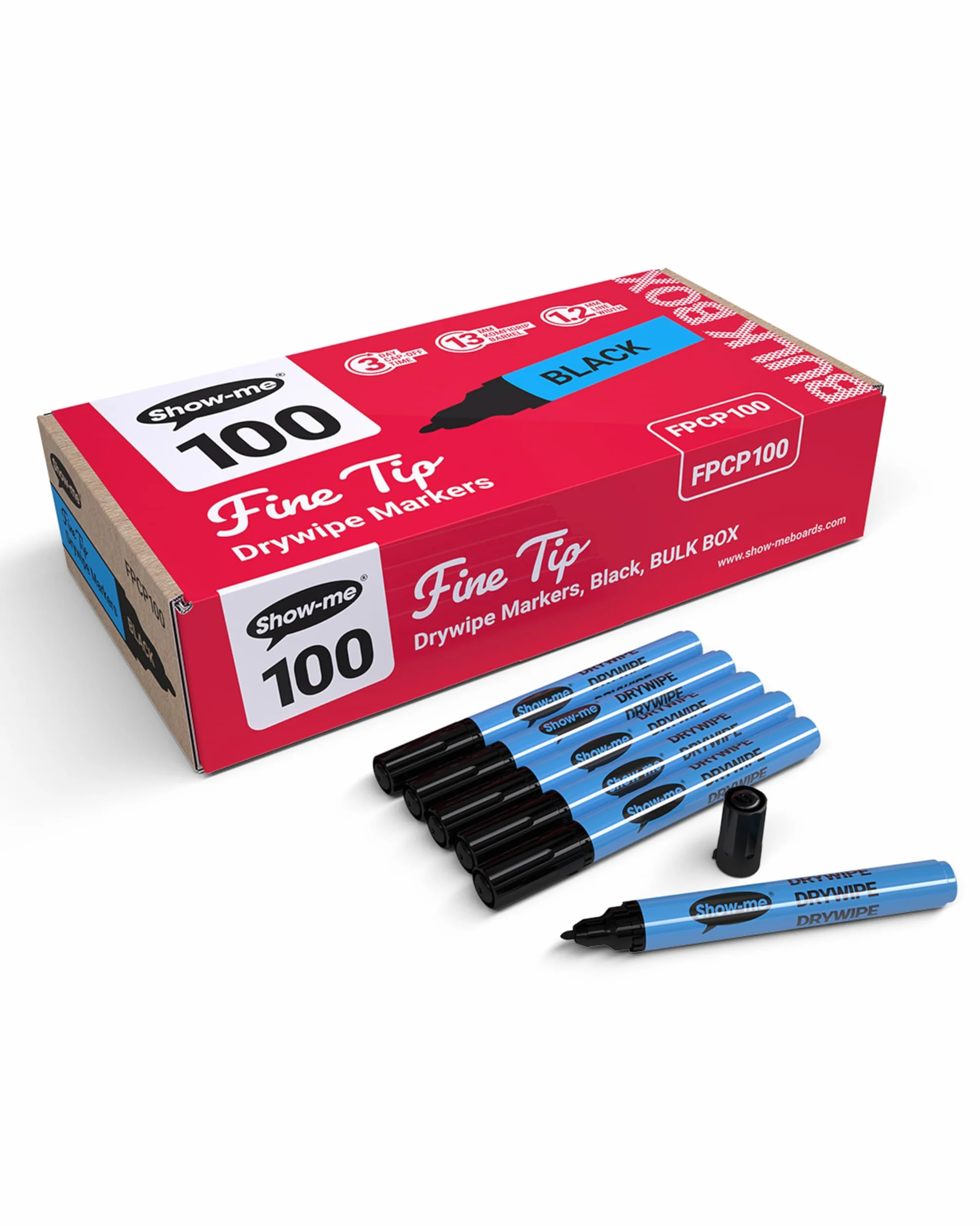 Pennarelli cancellabili a secco colore nero, tratto fine, 100