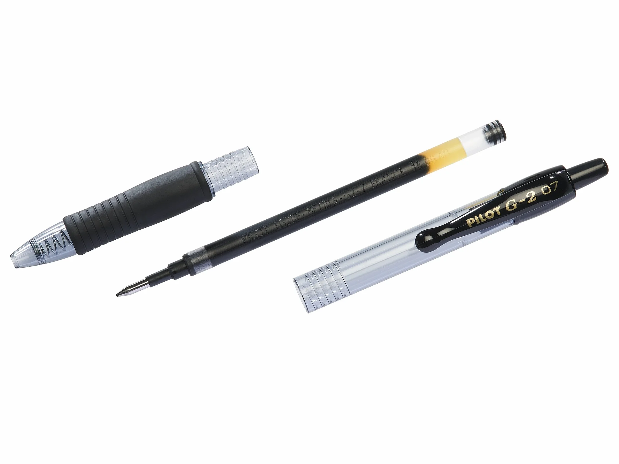 PILOT G2 Plus Set di 6 Penne Roller in Gel a Scatto Ricaricabili Nero Punta Media