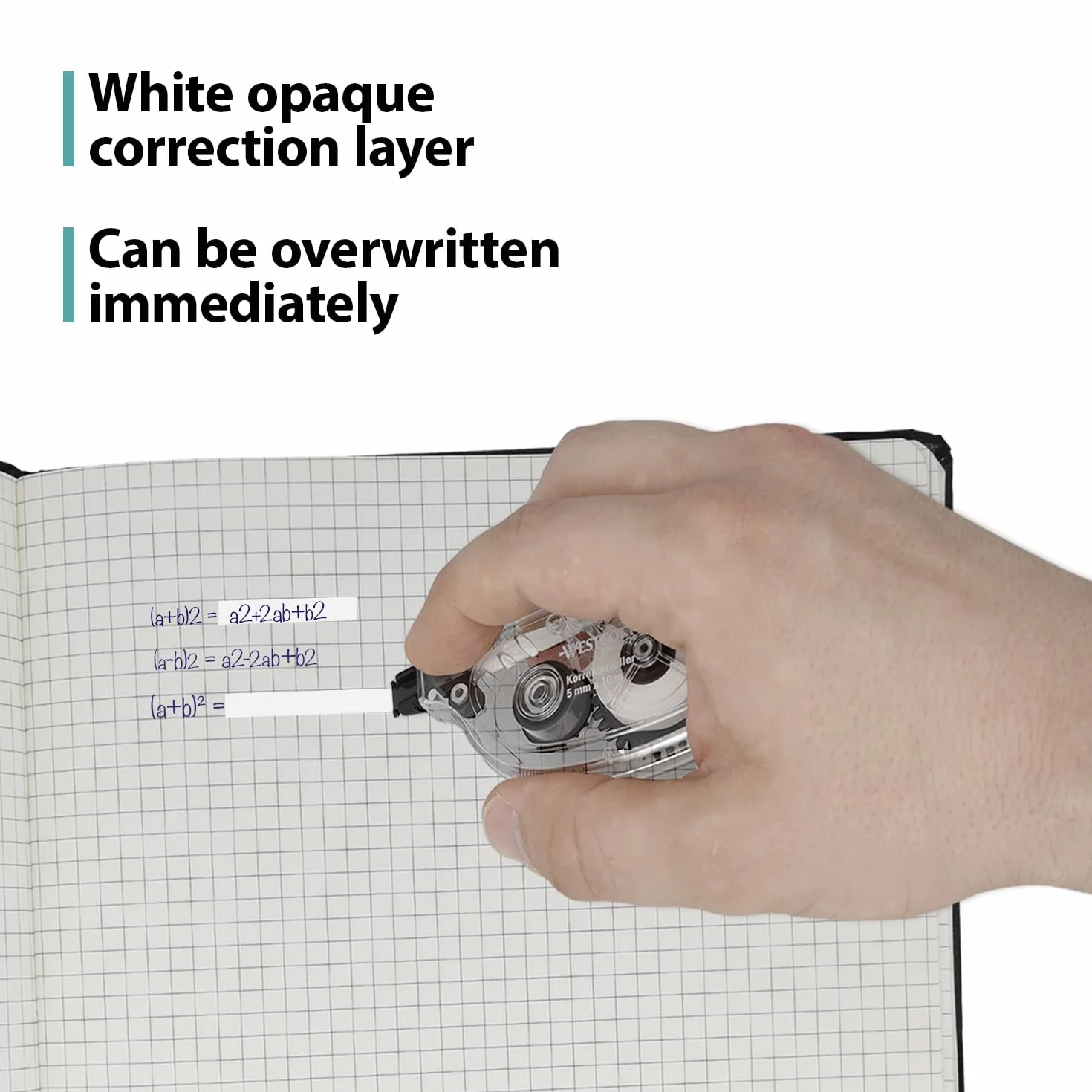 Westcott Rullo di correzione laterale 10 pezzi 10 m x 5 mm bianco