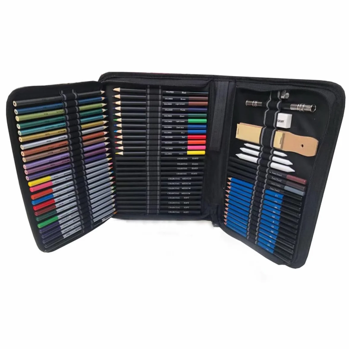 Set da 72 Matite da Disegno Professionale in Legno per Pittura e Colorazione, Kit Pratico e Sicuro per Studenti, Materiali Artistici Ecologici