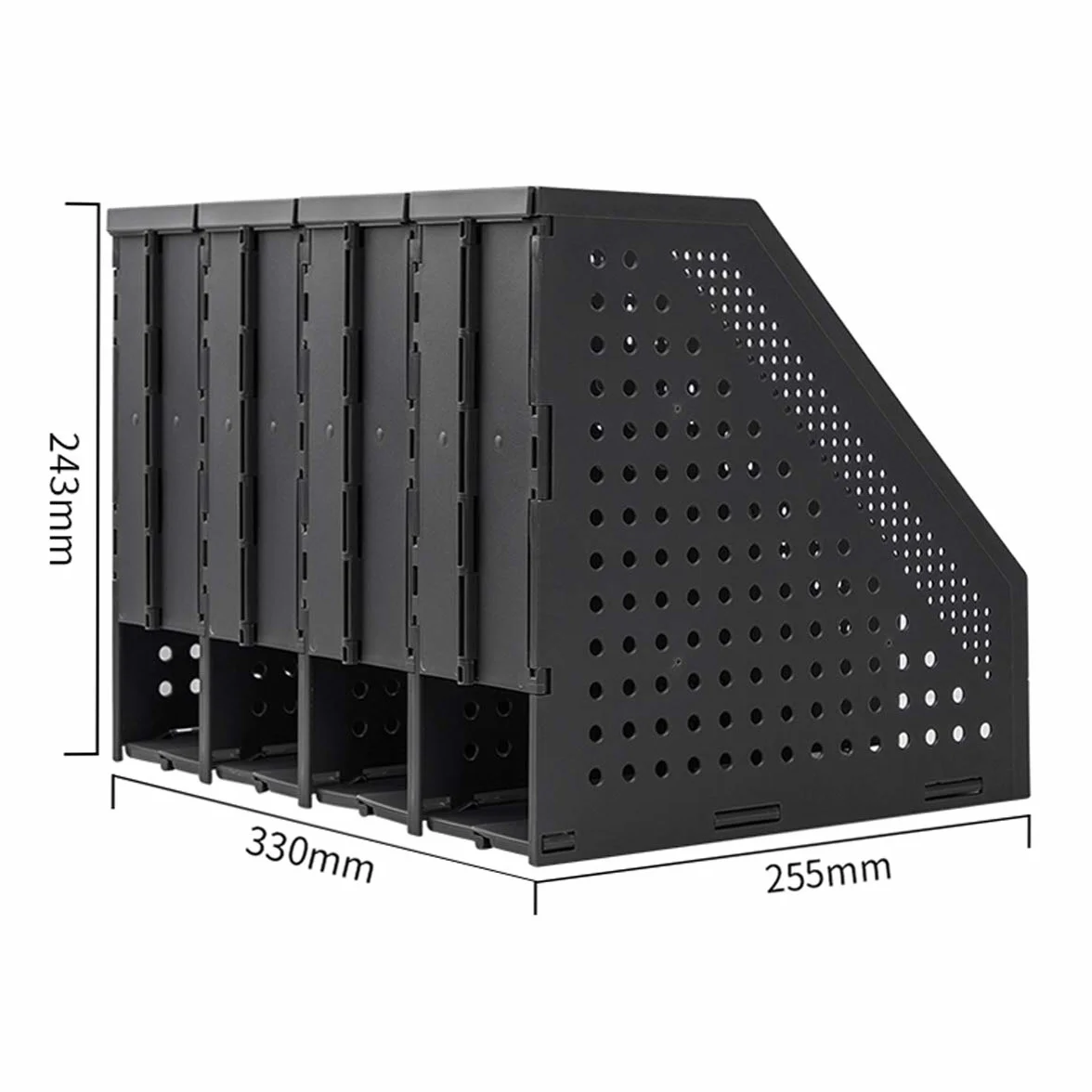 Pieghevole Desktop Storage Rack File Holder Organizer 4 sezioni Portariviste in plastica Cornici Divisori per documenti Armadio per documenti Rack Display Stand per documenti