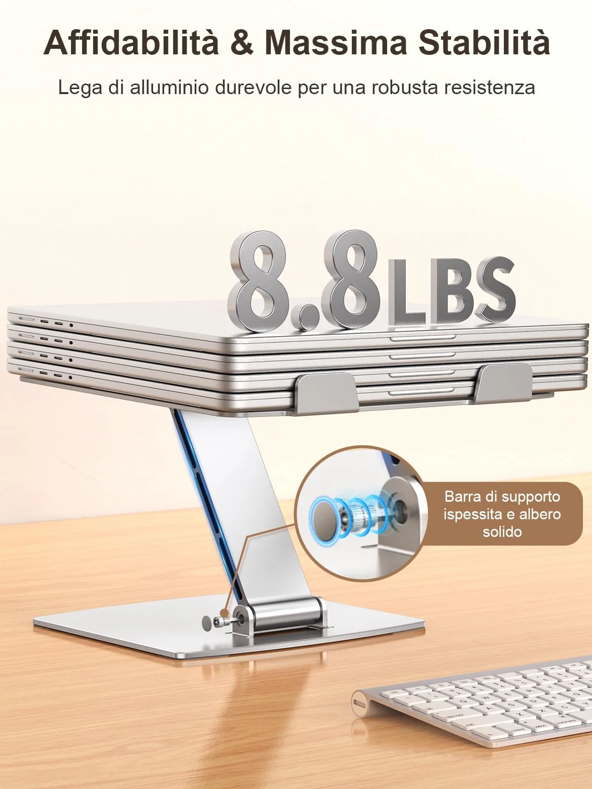CIRYCASE Regolabile Laptop Stand Scrivania Ergonomico Alluminio Raffreddamento Rapido 10-16" Notebook