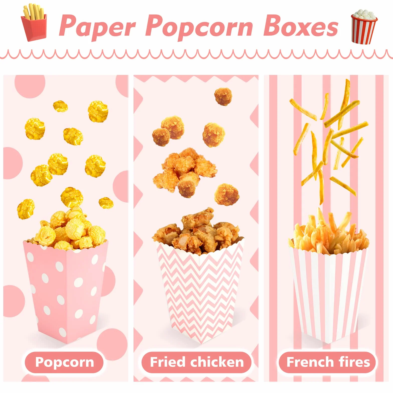 24 PCS Scatole di Popcorn Contenitori per Festa di Compleanno Film Fiesta