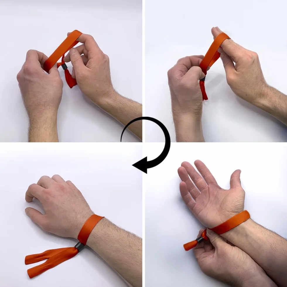 Braccialetti identificativi per eventi in tessuto rosso, 50 pezzi, misura regolabile
