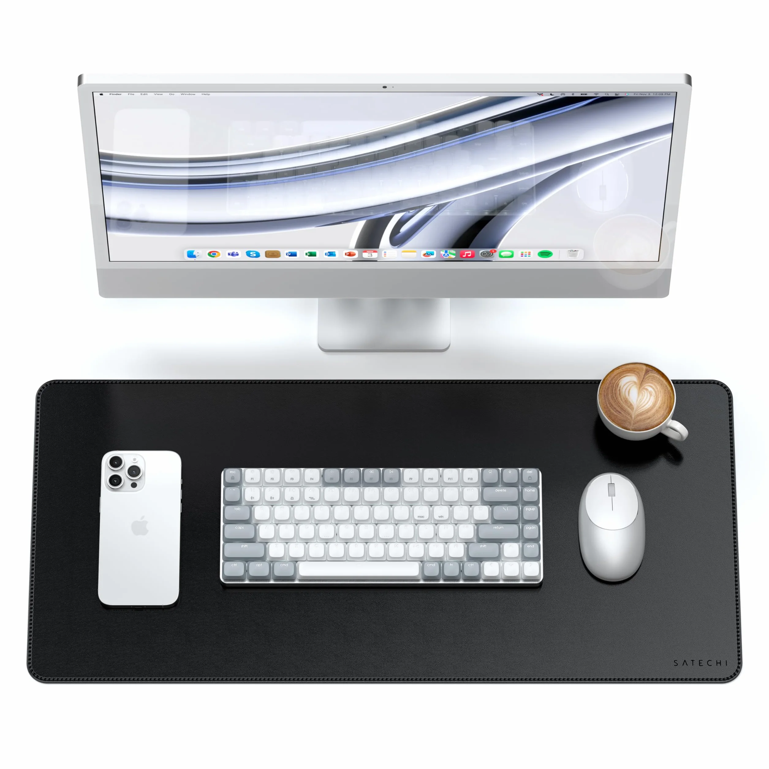 SATECHI Tappetino Mouse XXL 68 x 32 cm, Tappetino Scrivania Grande in PU Premium – Nero
