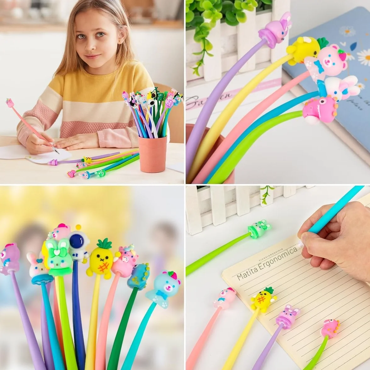 Penne Gadget Compleanno Bambini Regalo Festa Divertenti Cute Kawaii Silicone Penna Dondolo