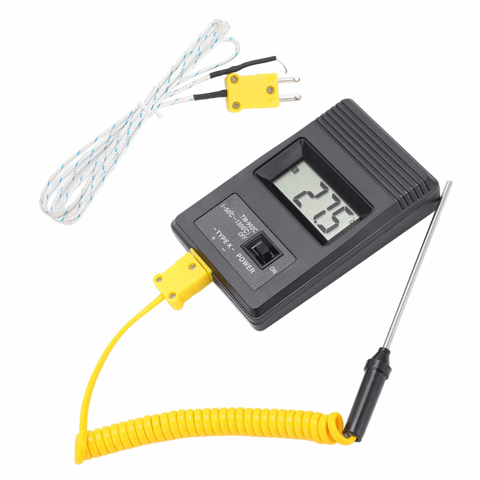 Termometro Digitale a Termocoppia Tipo K con Sonda, Display LCD Industriale per Gas e Liquidi