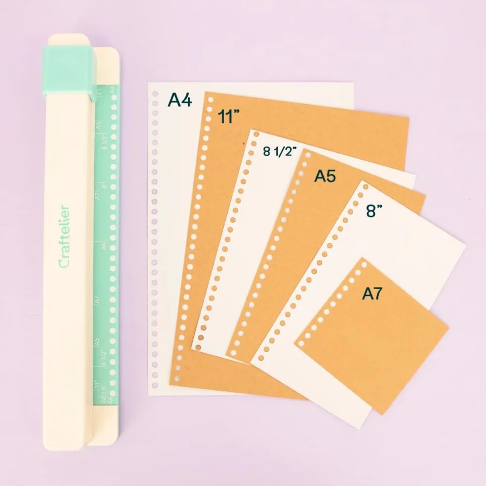 Craftelier - Legatrice manuale a 30 fori - Perforatrice con 6 anelli Tonalità Bianco e Nero - Fora fino a 5 fogli - Compatibile con formati A4, A5, A6, A7 - Per quaderni e scrapbooking