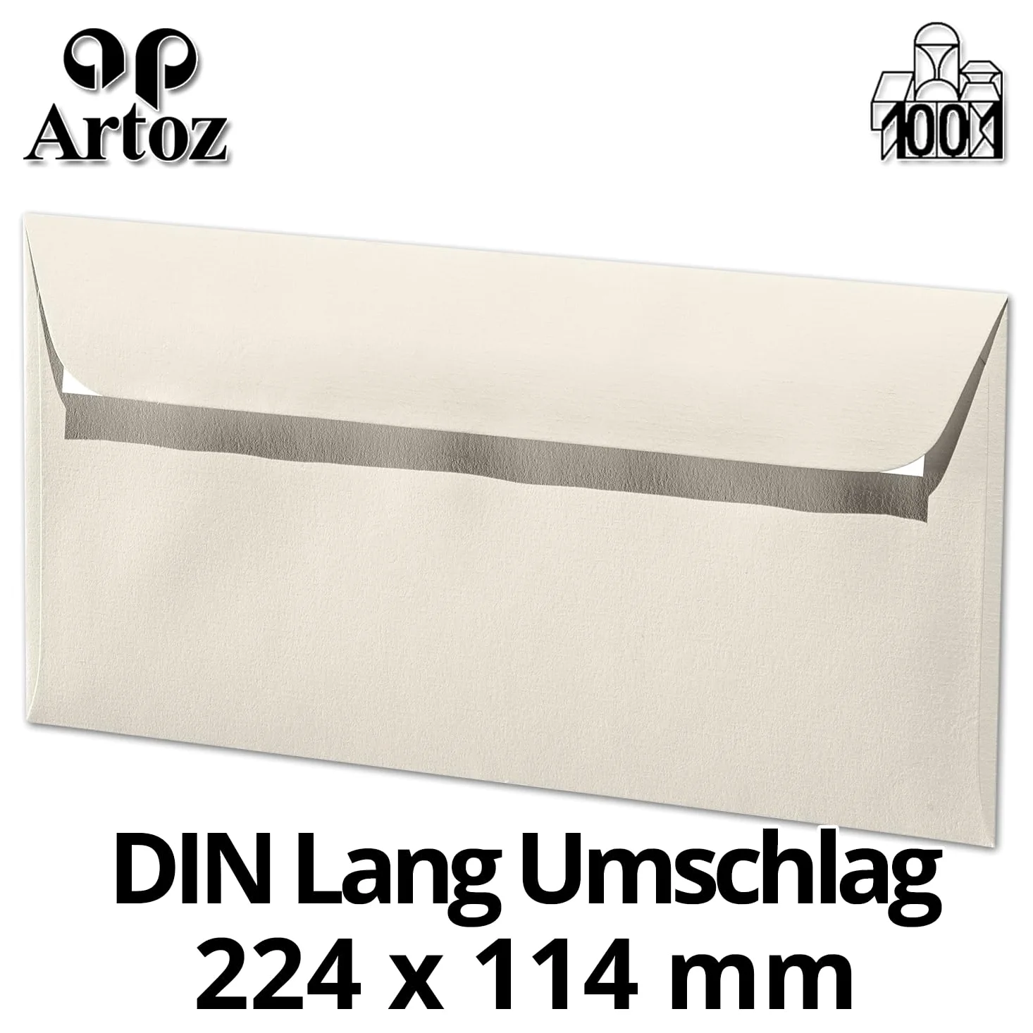 ARTOZ - 100 buste da lettere DIN Lungo Avorio-Elfenbein 100 g/m² autoadesive - DL 224x114 mm - Busta senza finestra - Con chiusura adesiva e striscia rimovibile