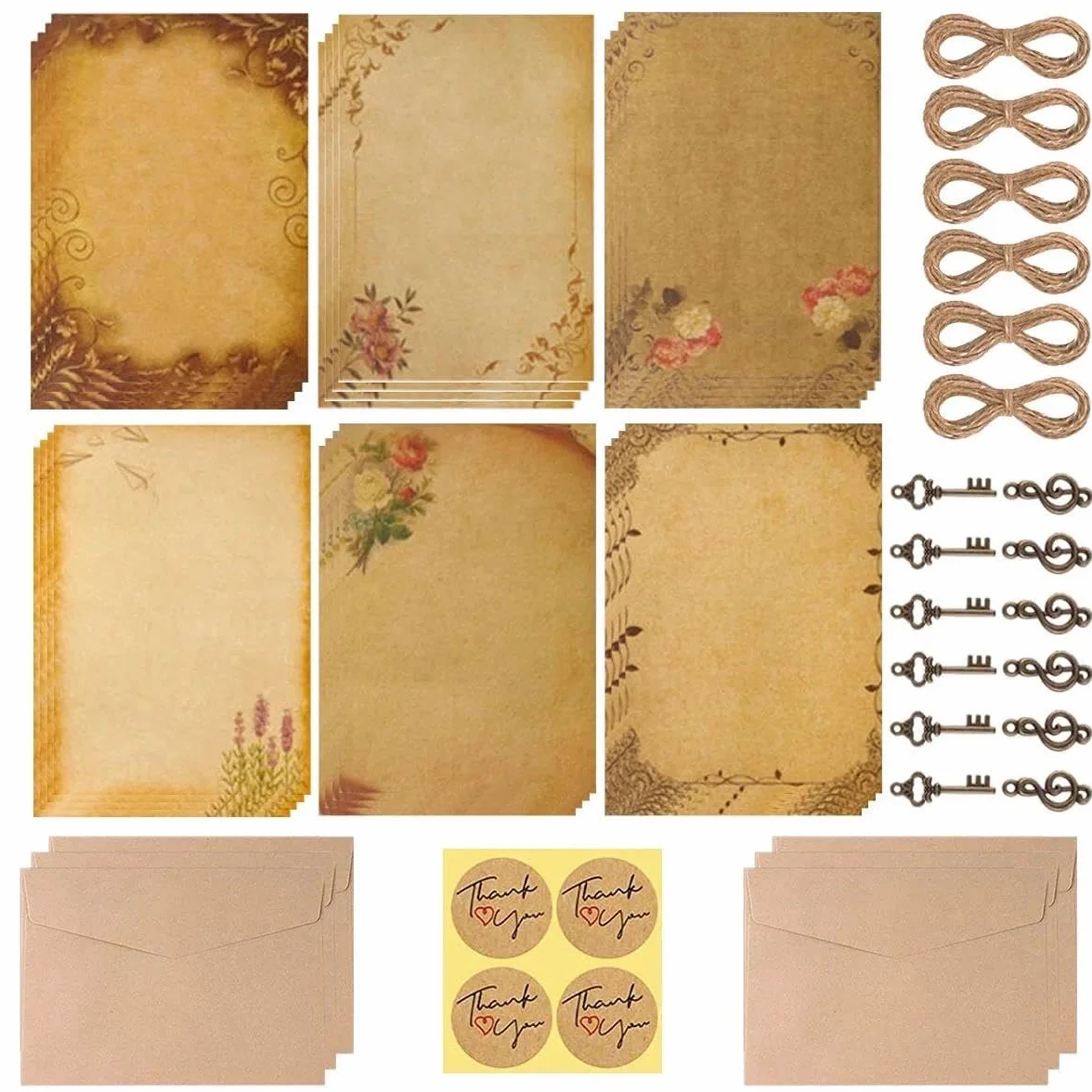 Set di carta kraft vintage 6 buste carta da lettere a righe inviti nozze biglietti auguri