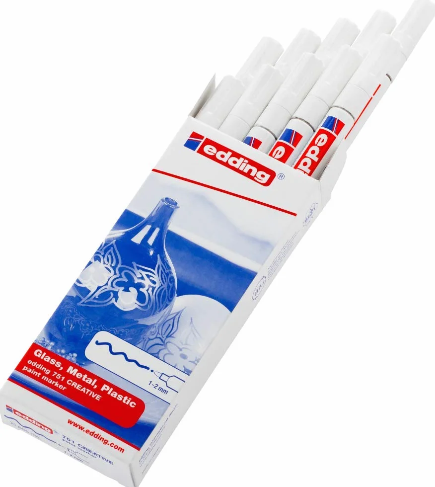 Edding 751 CR Paint Marker, Bianco, confezione da 10