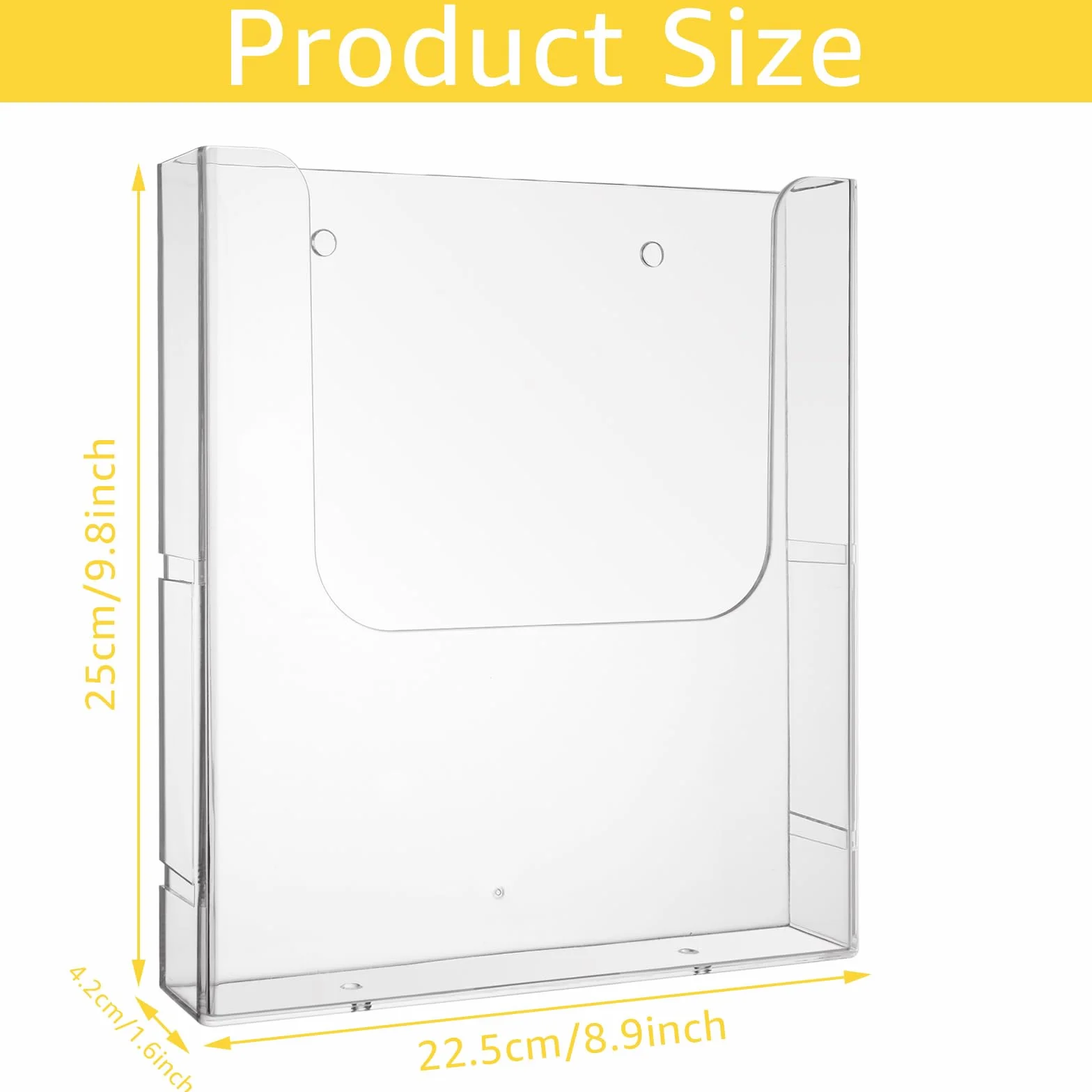 Confezione da 4 Portadepliant da parete in acrilico A4, 224 x 42 x 241 mm, supporto per volantini trasparente, portadepliant da parete con tubo di espansione a vite per menu, cataloghi, volant