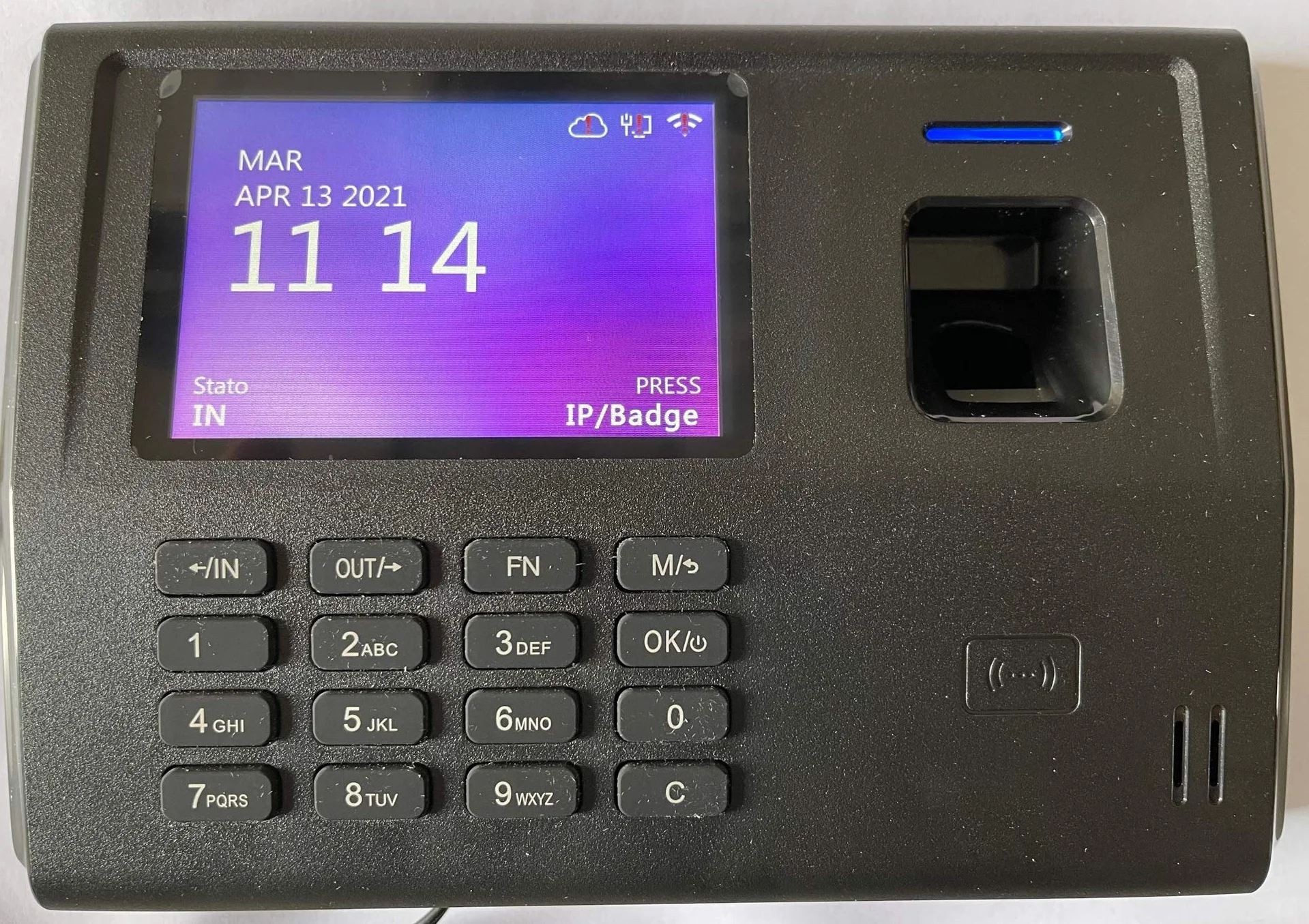 RILEVATORE PRESENZE WIFI, CON 50 BADGE, L'UNICO MARCATEMPO CON CORSO ISTRUZIONE SOFTWARE PER 4 MESI, IMPRONTA DIGITALE+RFID, WEBSERVER, SOFTWARE IN ITALIANO. VENDUTO DA AZIENDA ITALIANA