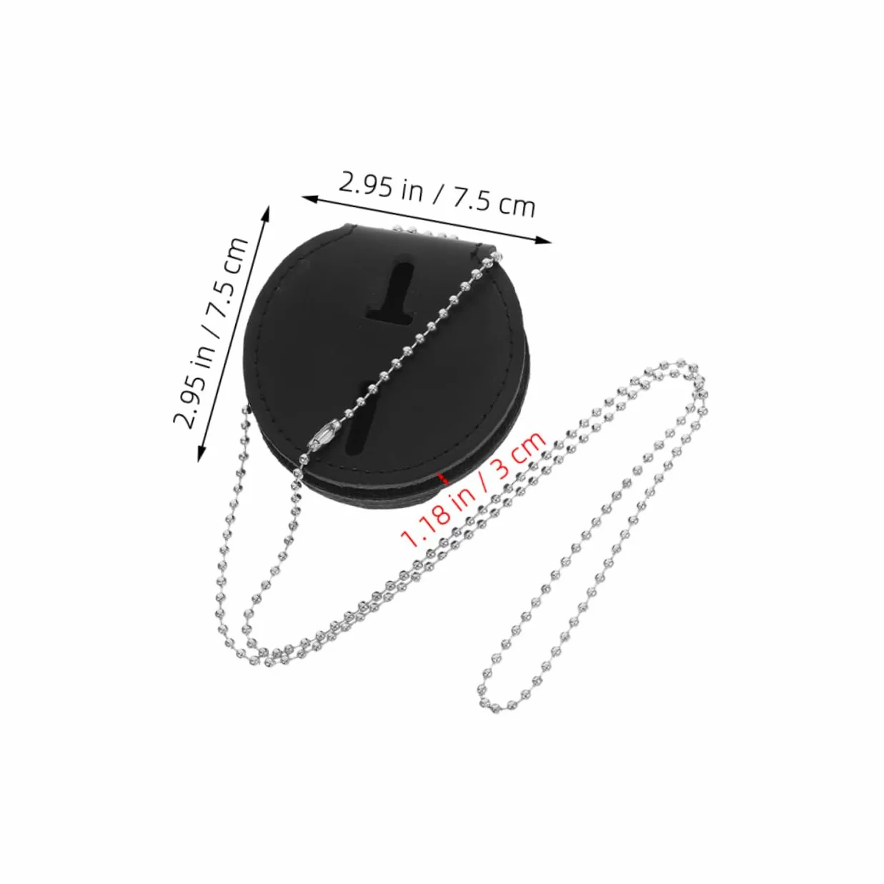 Porta Badge Cartellino Badge in Pu Nero, con Clip e Catena, Leggero e Resistente per Carte D'identità e Patente, Uso Ufficio, 2 Pezzi