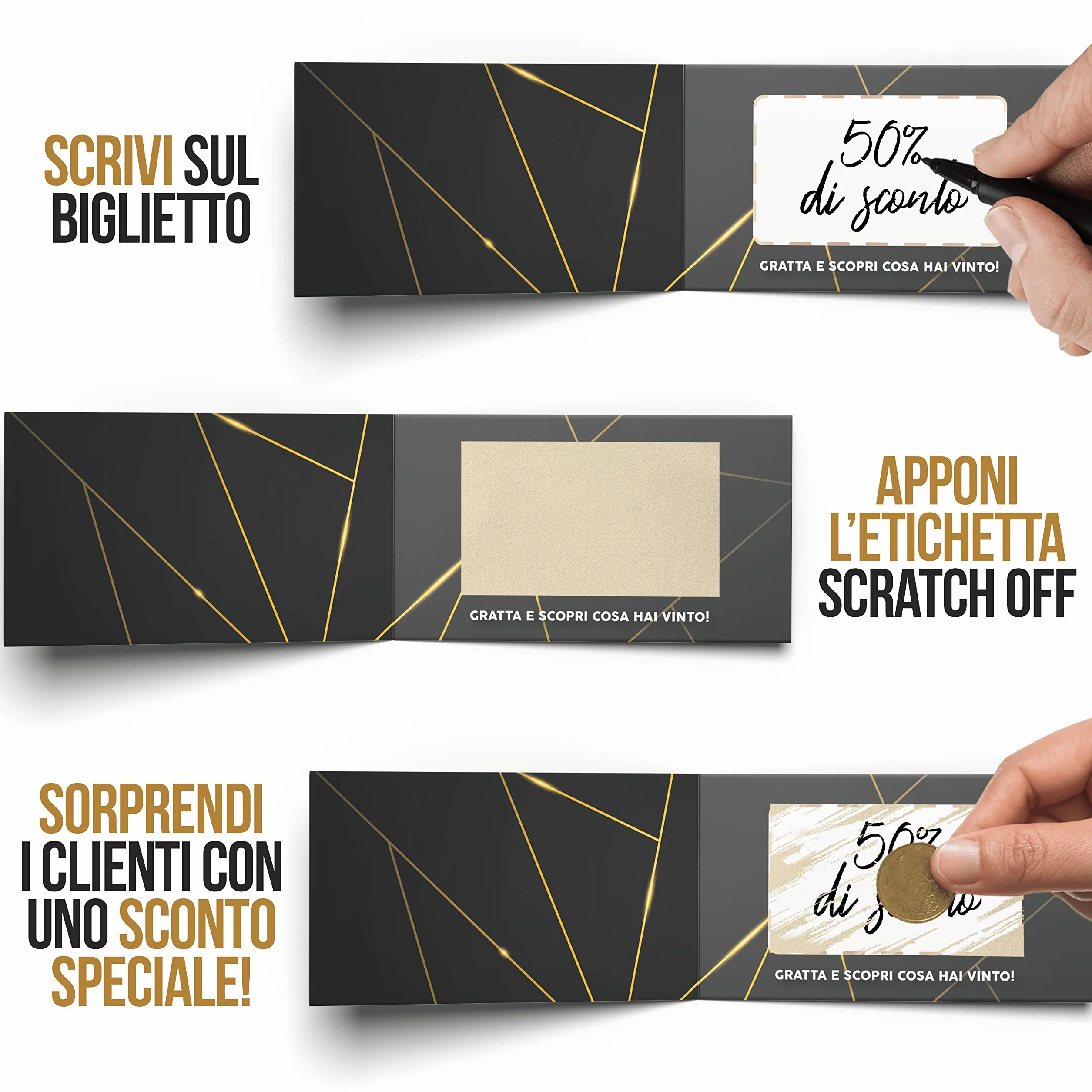 KAÏDENSÏ Biglietti Gratta e Vinci Personalizzato - 14 Eleganti Buoni Regalo per Negozi
