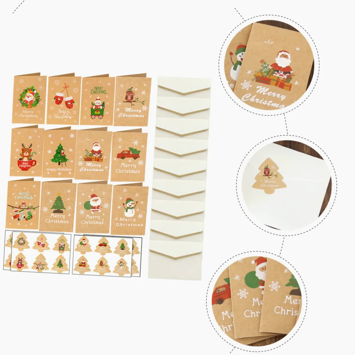 120sets Biglietti Natalizi Decorativi Buste e Adesivi Classici Biglietti Per Design Per e