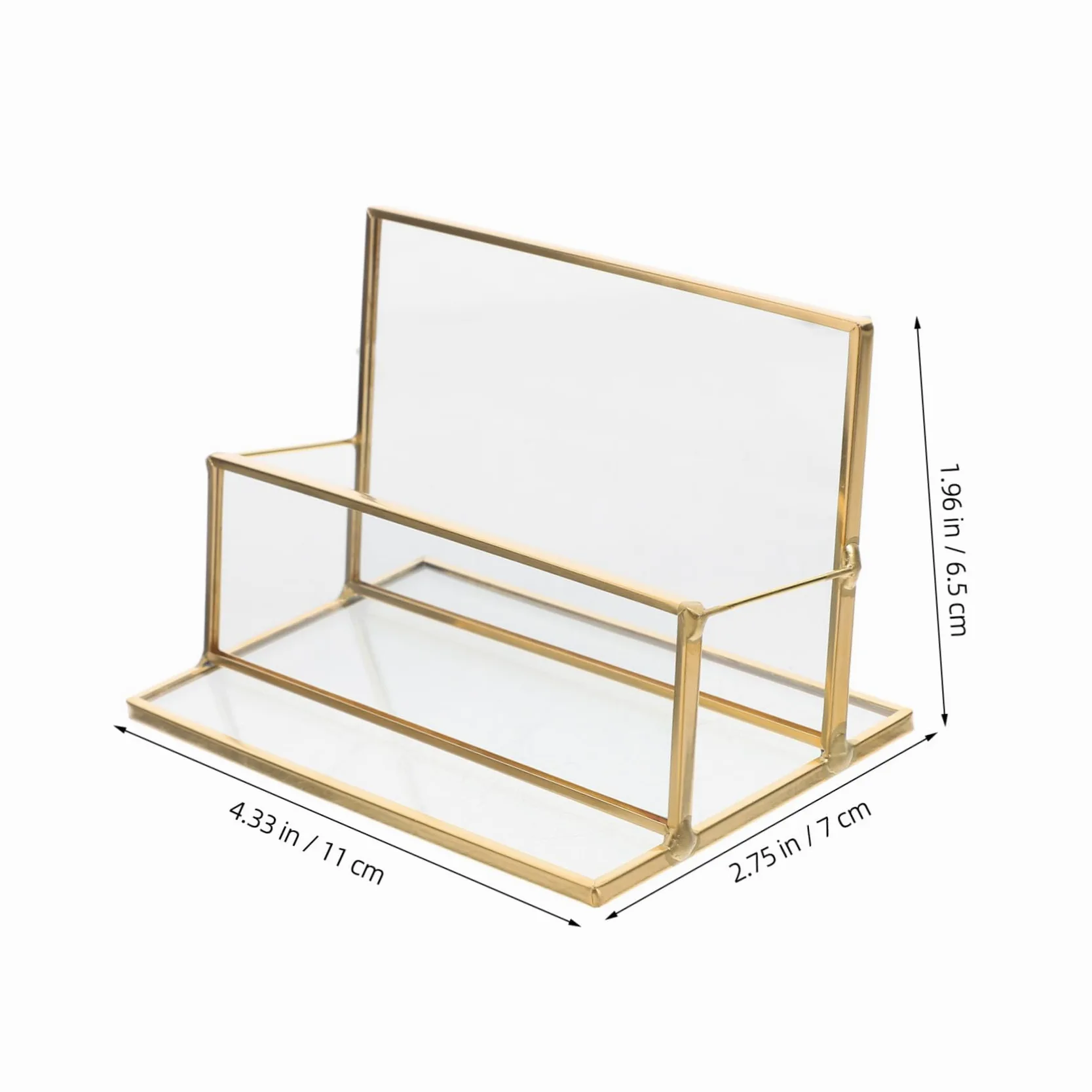 3 Pezzi Biglietti Visita da Scrivania in Ottone e Vetro Espositore Compatto per Ufficio con Protezione Extra e Struttura Resistente Organizer per Carte da Visita e Appuntamenti
