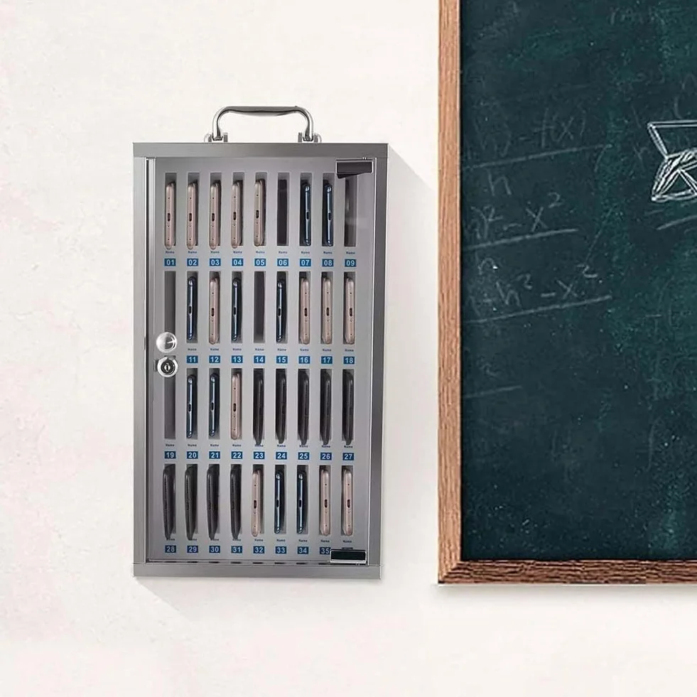Armadietto fissato al muro del telefono cellulare della lega di alluminio con la serratura di sicurezza e la maniglia per i laboratori dell'ufficio dell'aula 24 Slot Gover