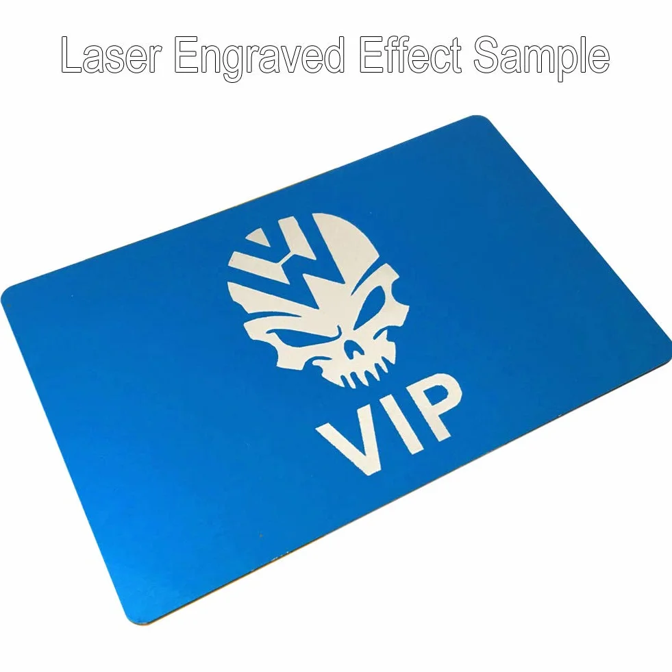 Biglietti da visita in alluminio 0,45 mm 3,4 x 2,33 cm per incisione laser blu