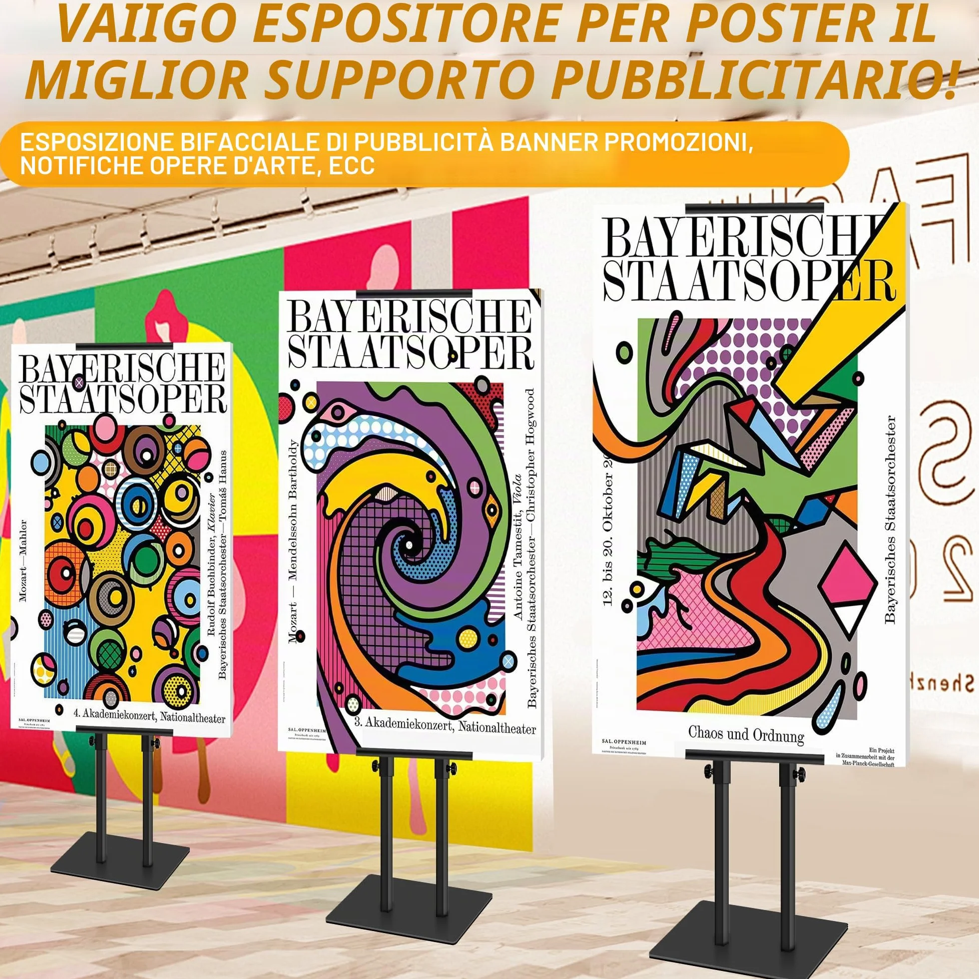 2 Pack Supporto per Poster KT Board Doppia Faccia, Supporto per Espositore Regolabile, Altezza del Supporto Pubblicitario in Metallo Fino a 78 Pollici (Nero)