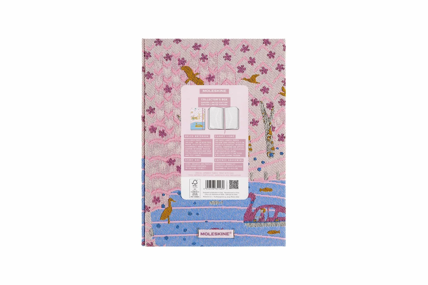 Moleskine Scatola da Collezione Sakura, Set con Taccuino in Edizione Limitata, Taccuino Sakura, Copertina Rigida in Tessuto, Dimensioni Large 13 x 21 cm, Colore Rosa Scuro