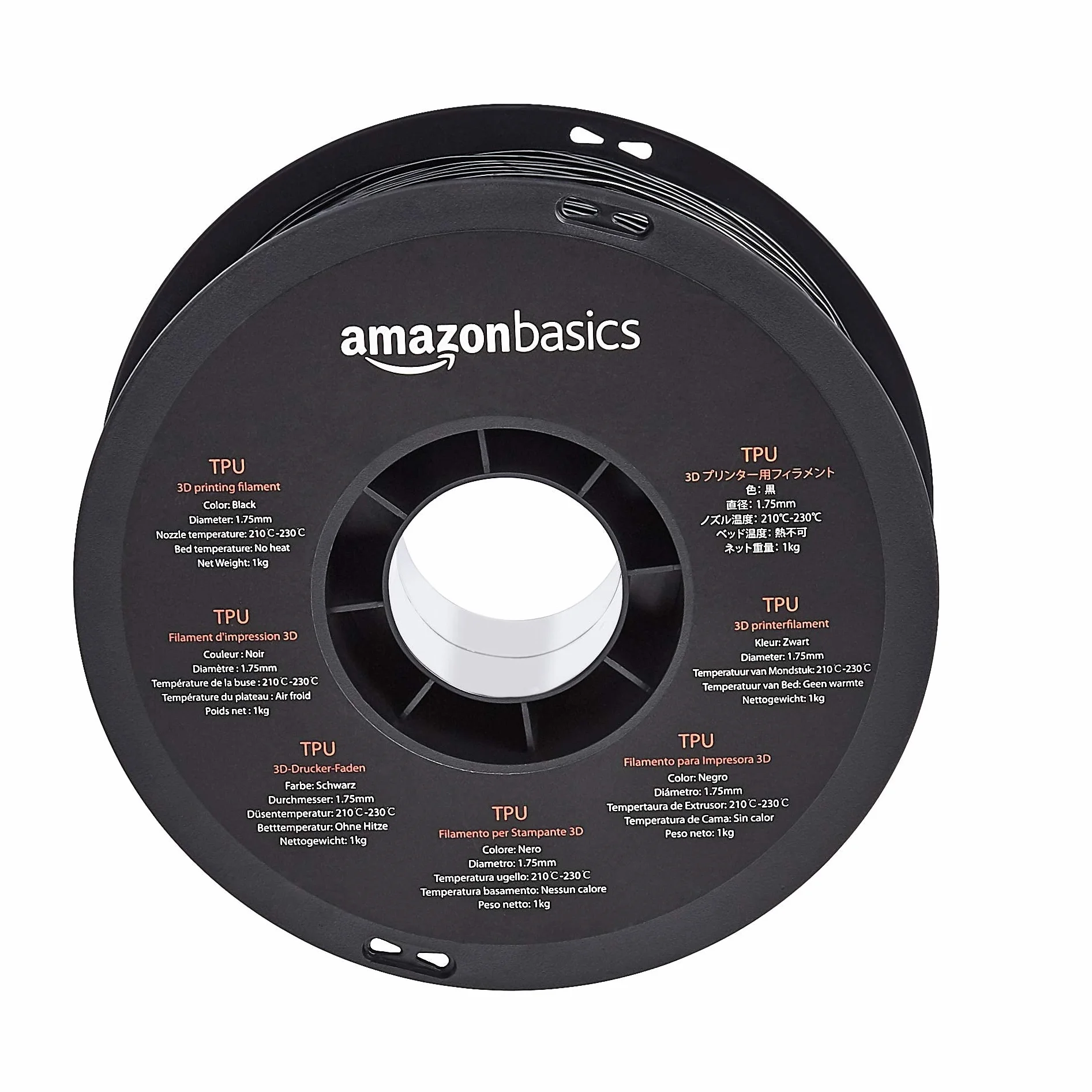Amazon Basics Filamento TPU 1.75 mm nero 1 kg per stampanti 3D