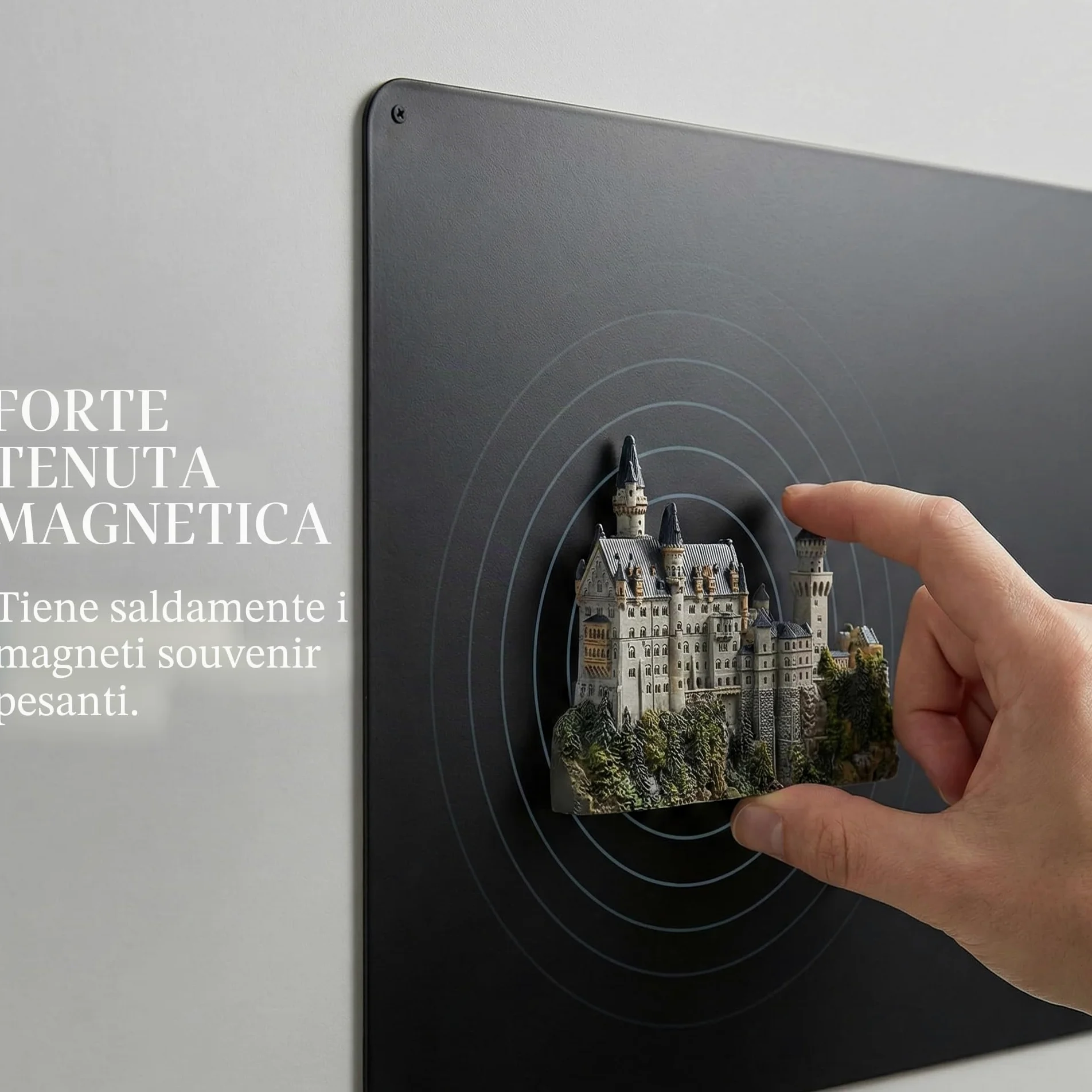 Lavagna Magnetica Nera Grande 60x90cm: Elegante Lavagna Magnetica | Parete Magnetica in Metallo per Magneti da Viaggio e Souvenir | Lavagna Decorativa per il Soggiorno per Appassionati