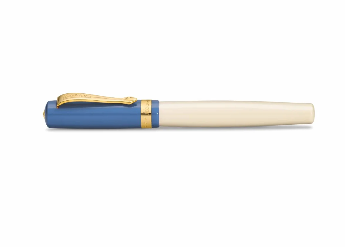 Kaweco STUDENT 50's Rock I - Penna stilografica Premium per cartucce d'inchiostro con pennino in acciaio di alta qualità, colore blu e crema, 16 cm, larghezza penna: EF (extra fine)