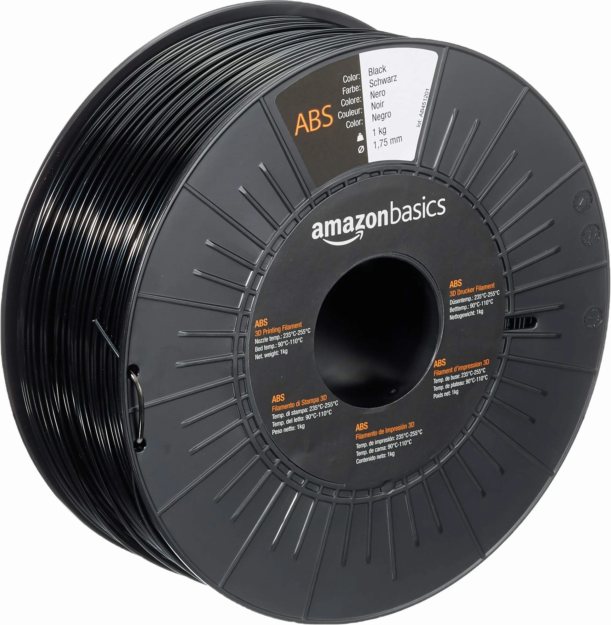 Amazon Basics Bobina filamento ABS 1 kg 1.75 mm Nero per stampante 3D