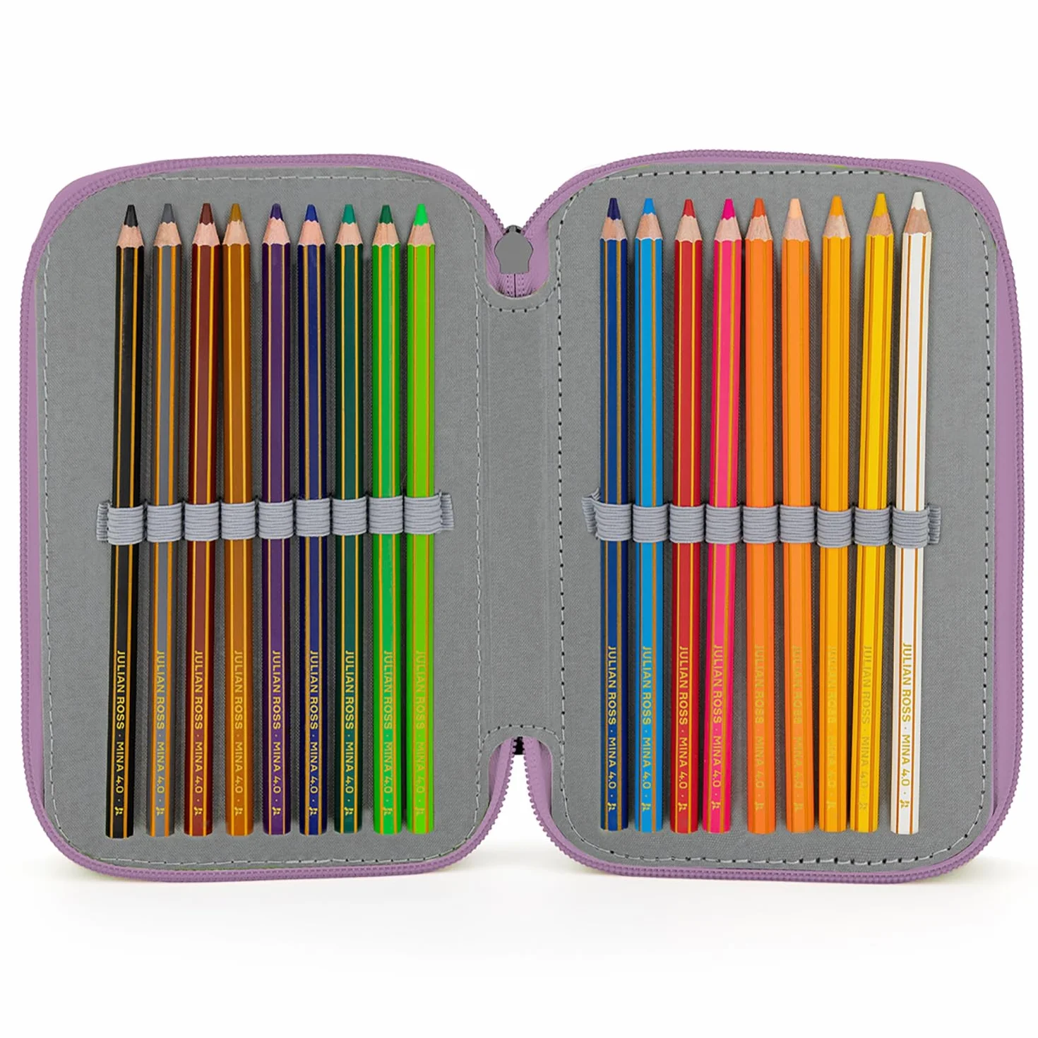 Julian Ross Astuccio 3 Scomparti Fluffy 45 Pezzi, Penne Gel Cancellabili, Colla, Forbici, Pastelli 4.0, 3 Zip, Bambina, Scuola, Orsetto Rosa