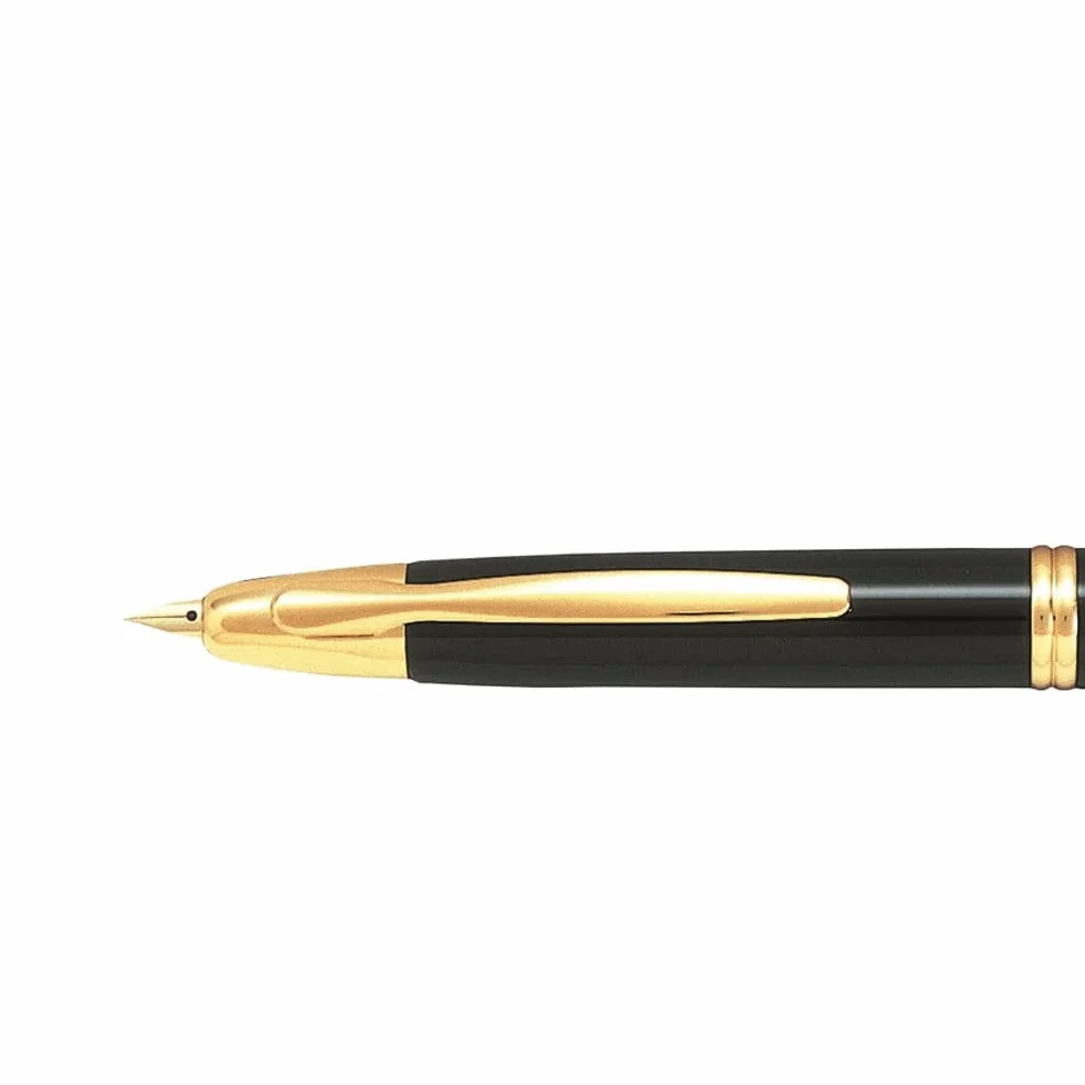 Pilot Pen 1040001M, Stilografica Capless Gold, con Meccanismo a Pressione e Finiture Placcate Oro, Pennino Misura M, Nero, in Confezione con Converter e Cartuccia Nera