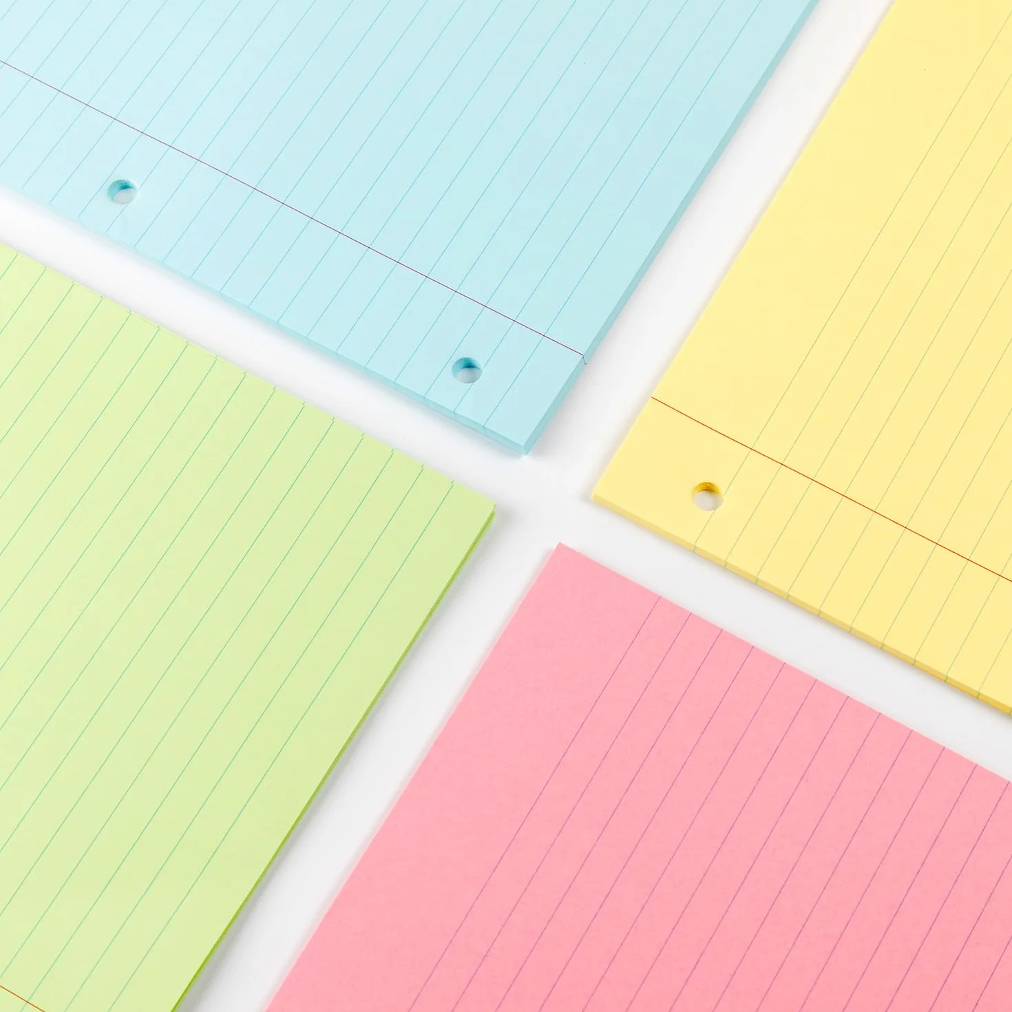 Mr. Pen Carta sciolta colorata a righe larghe 100 fogli 20,3 x 26,7 cm 3 fori perforati per taccuino