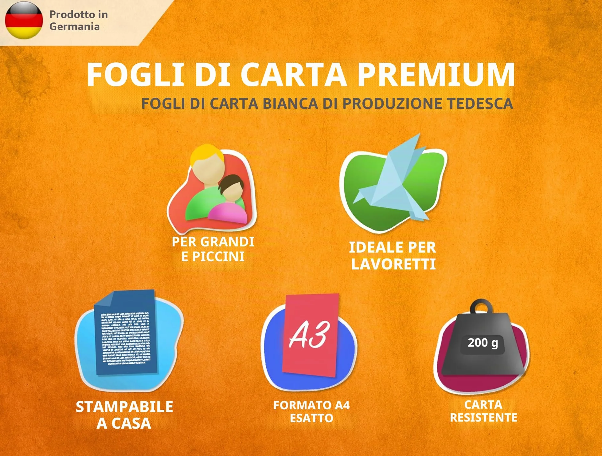 Carta Premium bianco puro 200g/m² DIN A3 per fotografia, presentazioni, artigianato - 25 Fogli