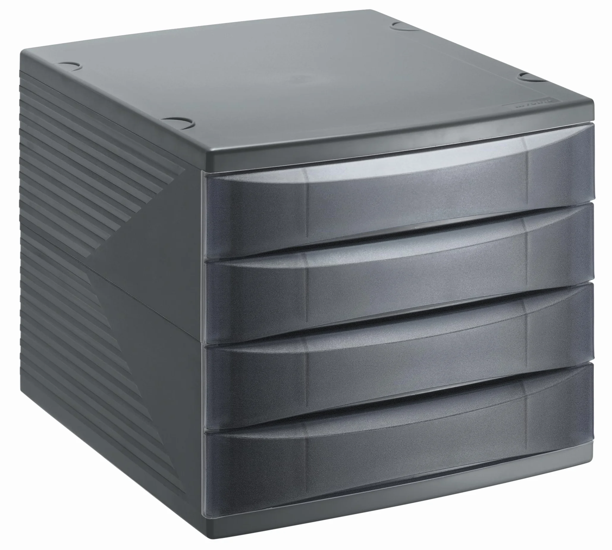 Rotho Cassettiera/scatola da ufficio quadra con 4 cassetti, plastica (PS), senza BPA, nera, (36,5 x 28,0 x 25,0 cm)