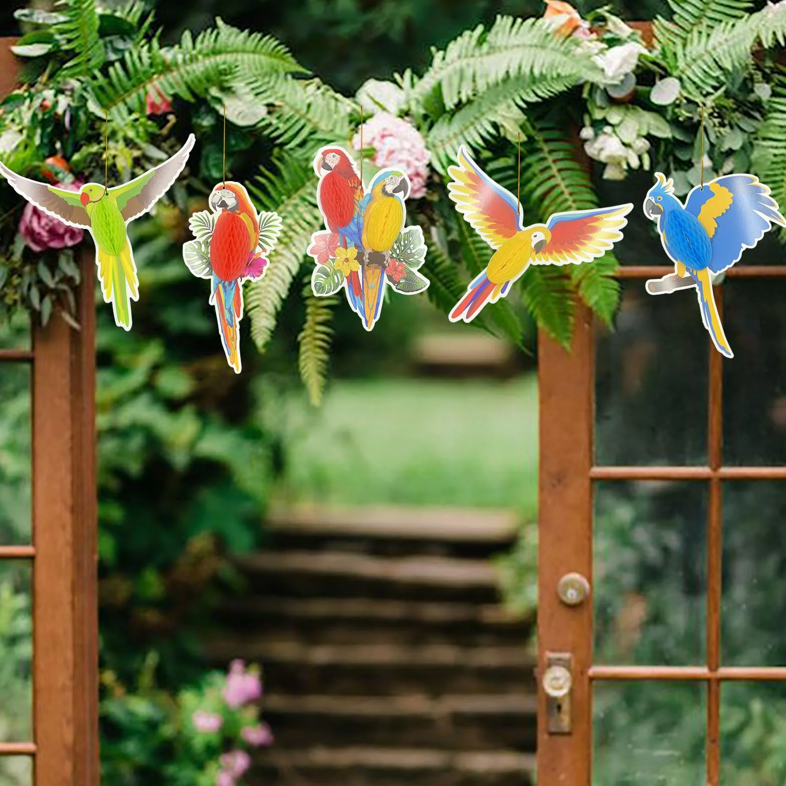 Uccelli Tropicali Ritagli di Carta a Nido d'Ape, Pappagallo a Nido d'Ape per Festa Estiva Compleanno Bambini