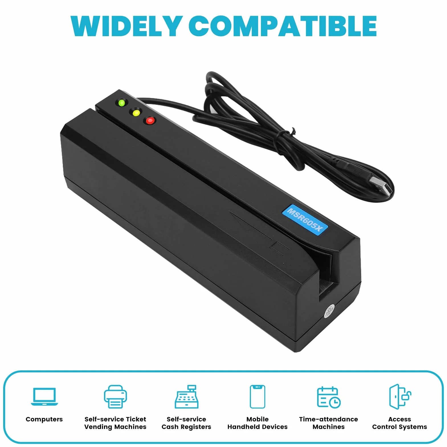 Lettore di Bande Magnetiche MSR605X, Lettore di Schede Magnetiche Scrittore di Bande Magnetiche Indicatore LED Scrittore di Bande Magnetiche 3 Tracce